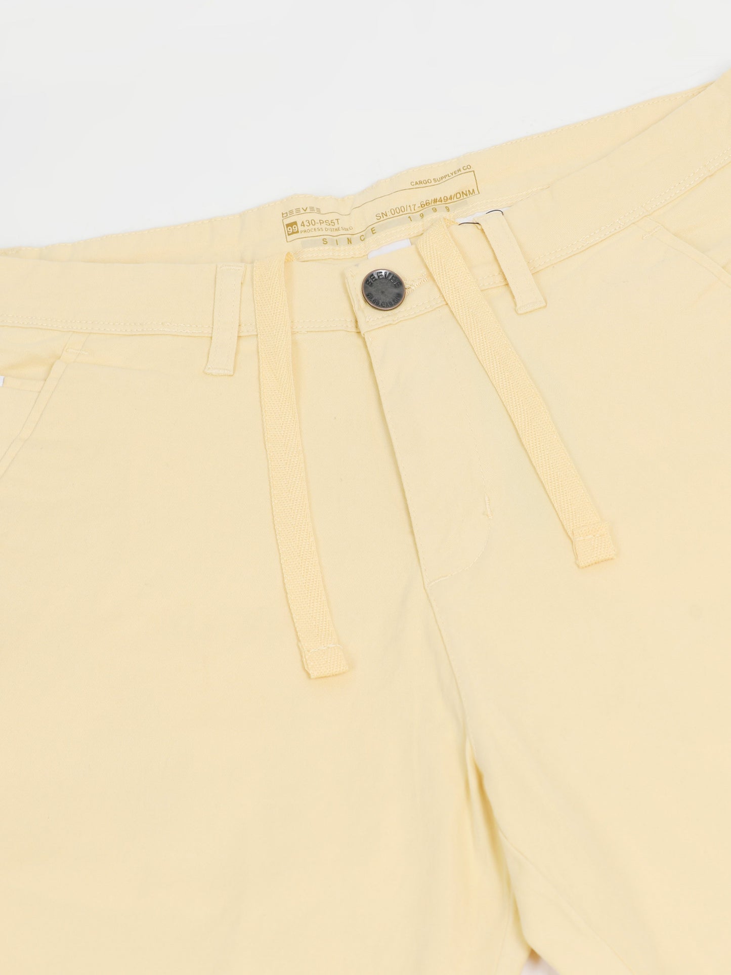 Light Yellow Cotton Lycra Shorts