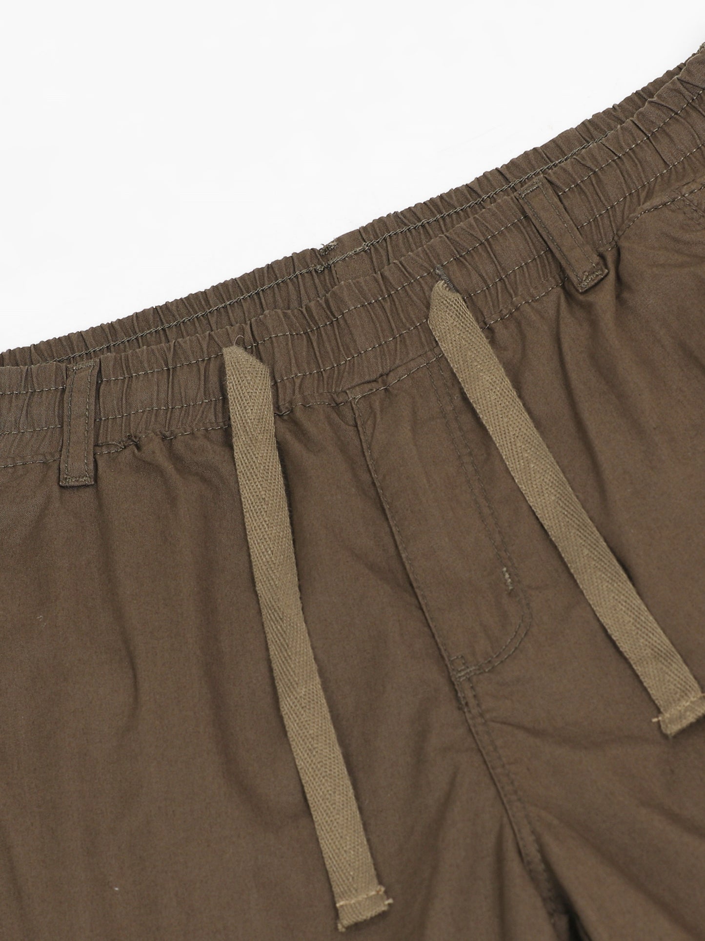 Olive Cotton Solid Shorts