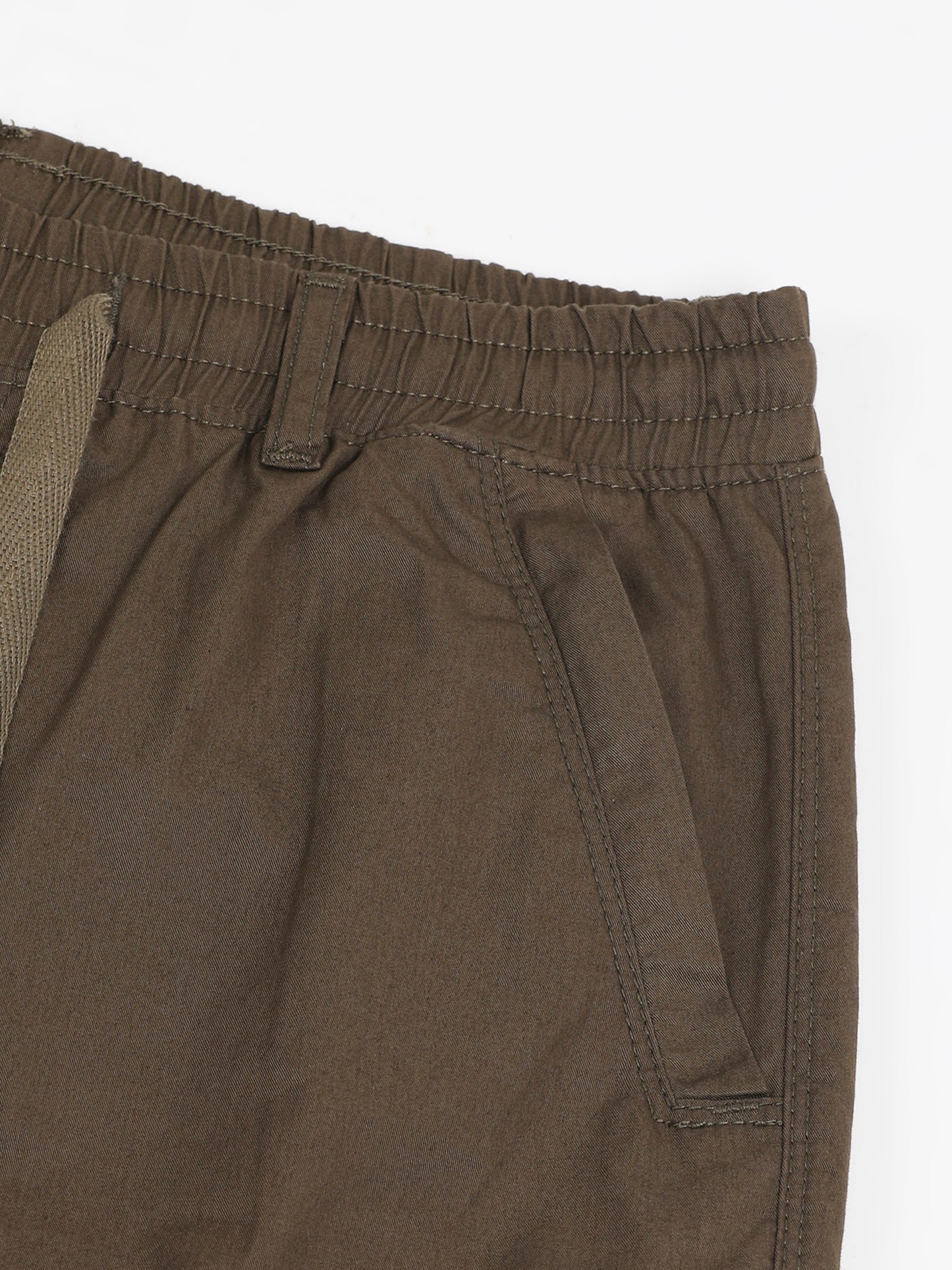 Olive Cotton Solid Shorts