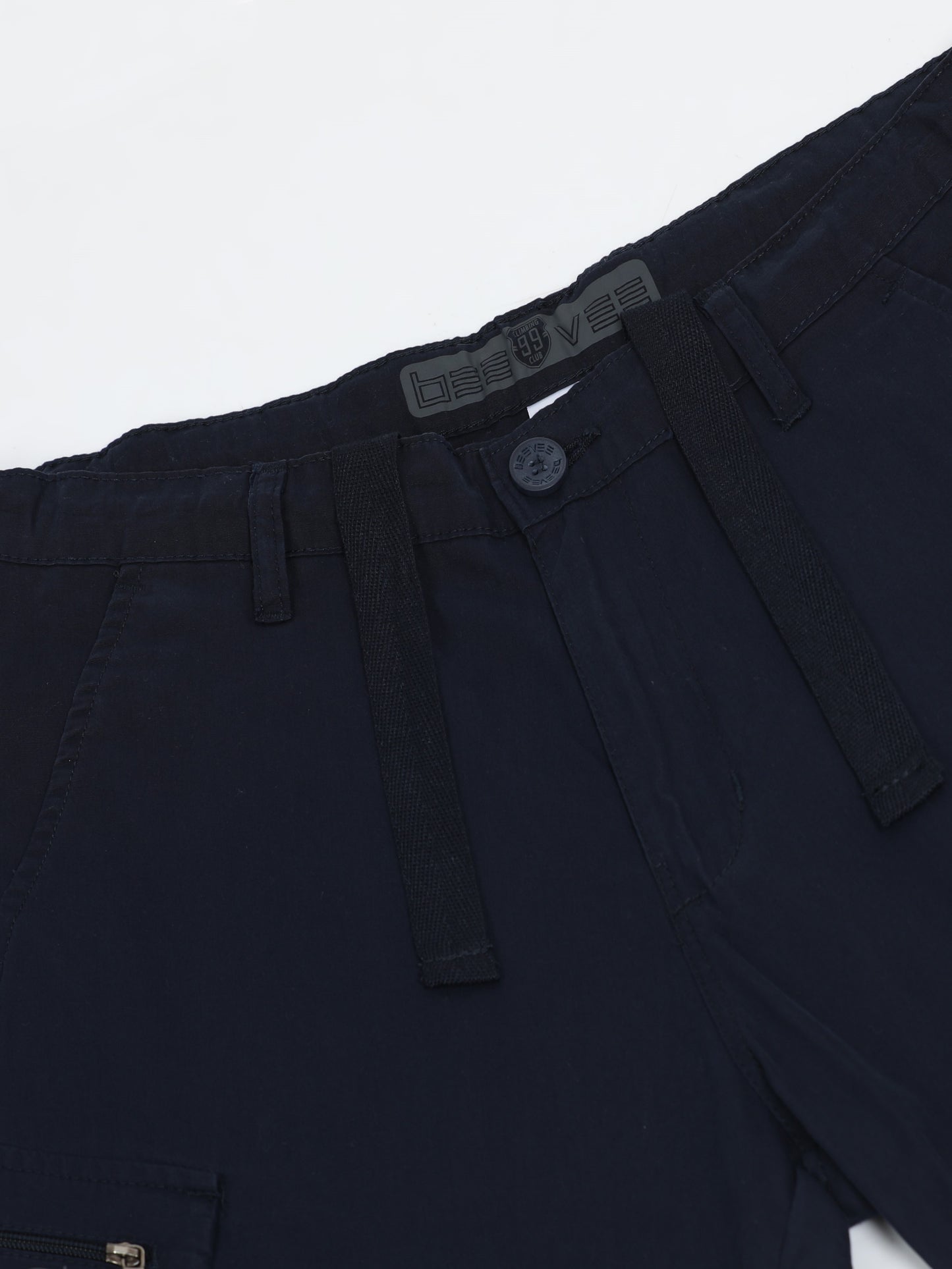 Solid Navy Cotton Shorts