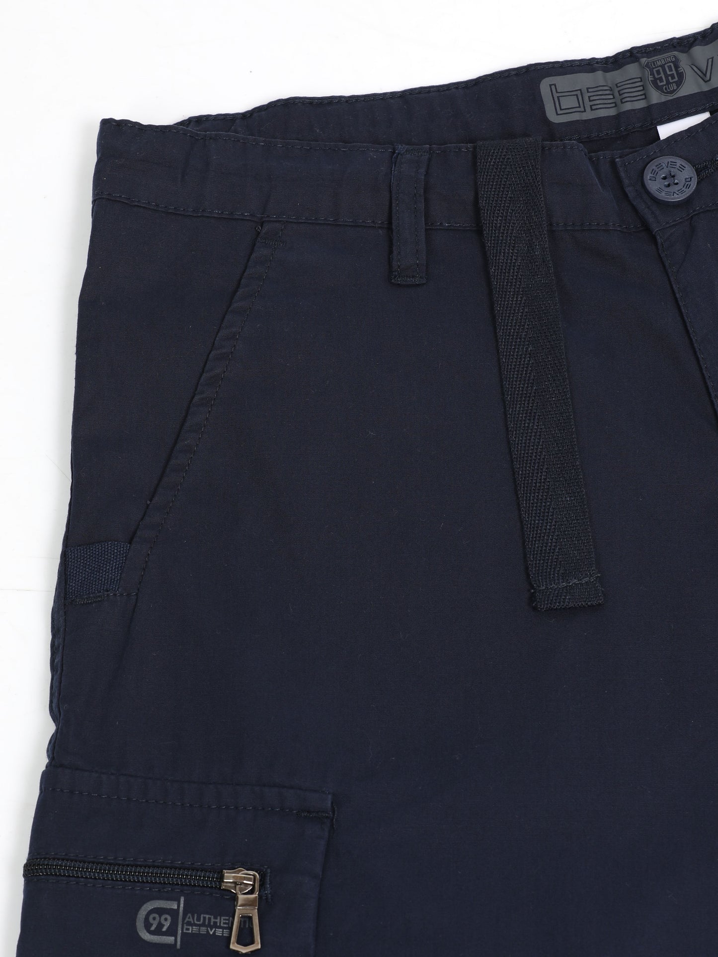 Solid Navy Cotton Shorts