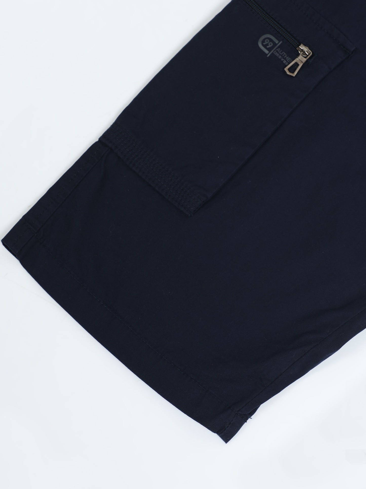 Solid Navy Cotton Shorts