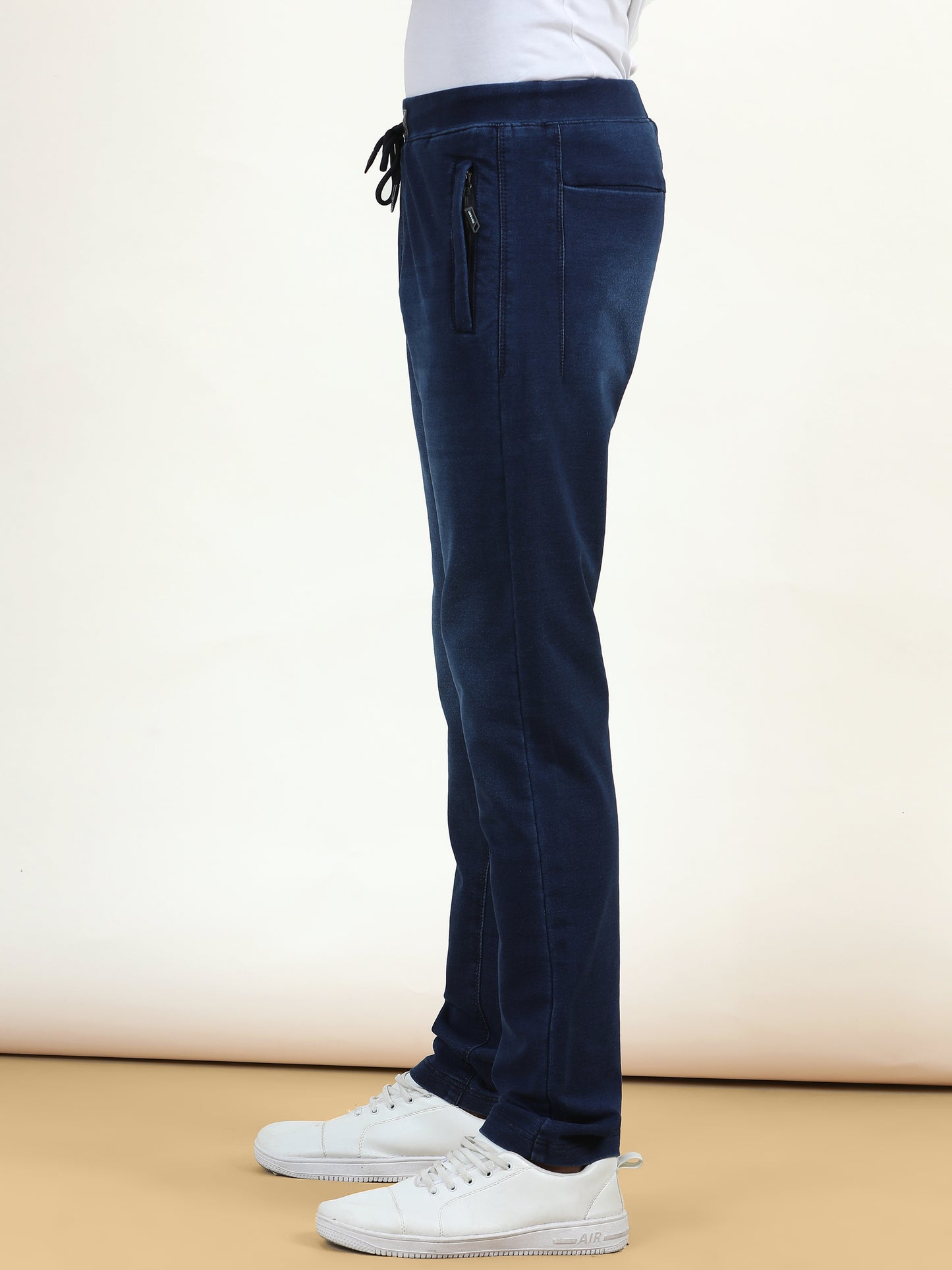 Blue Washed Elasticated Knit Denim Lounge Pants