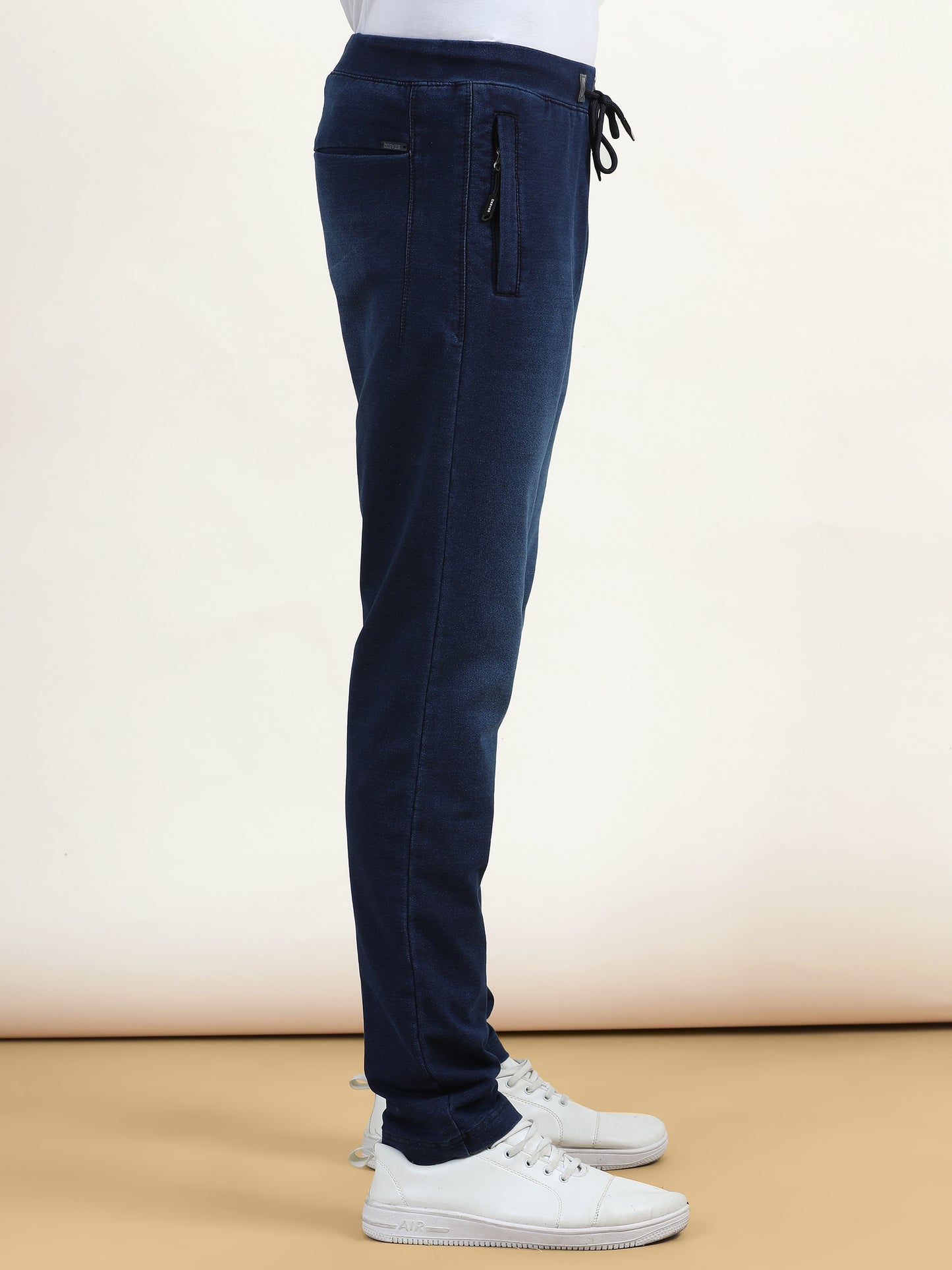 Blue Washed Elasticated Knit Denim Lounge Pants