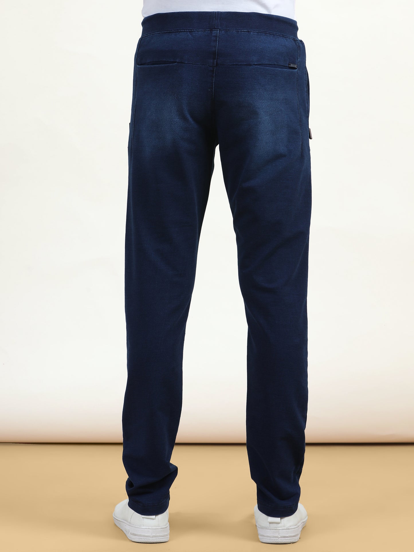 Blue Washed Elasticated Knit Denim Lounge Pants