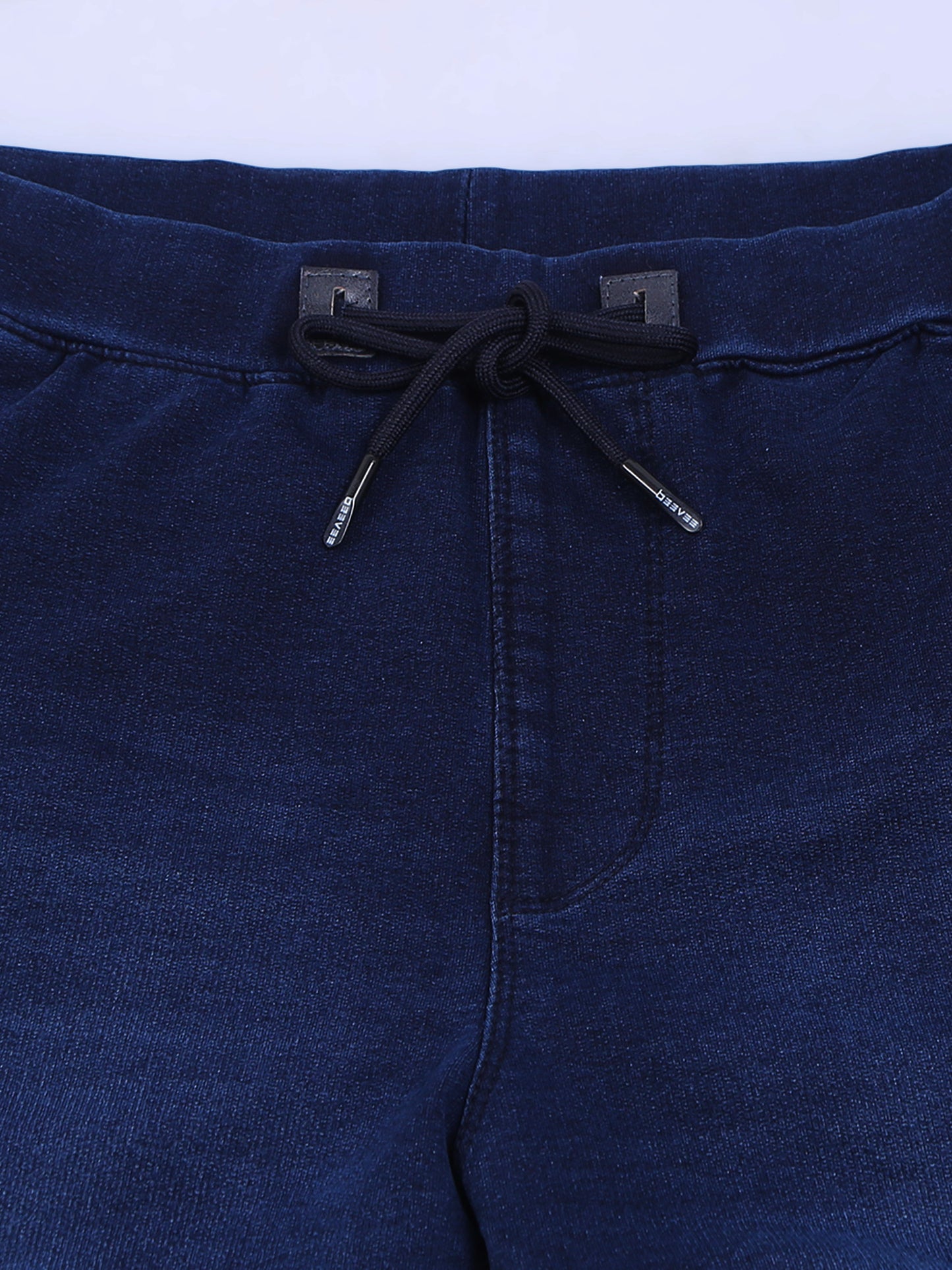 Blue Washed Elasticated Knit Denim Lounge Pants