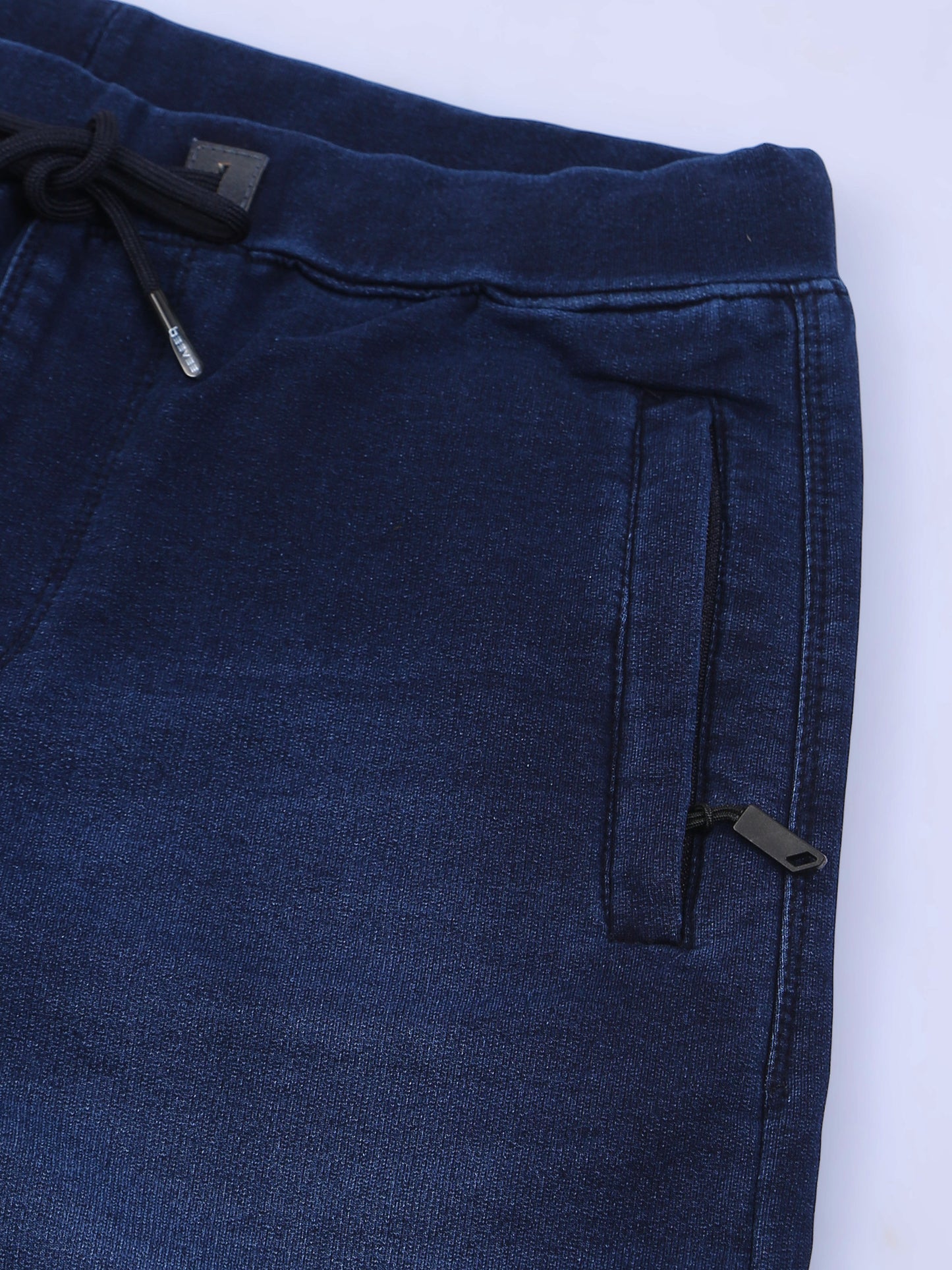 Blue Washed Elasticated Knit Denim Lounge Pants