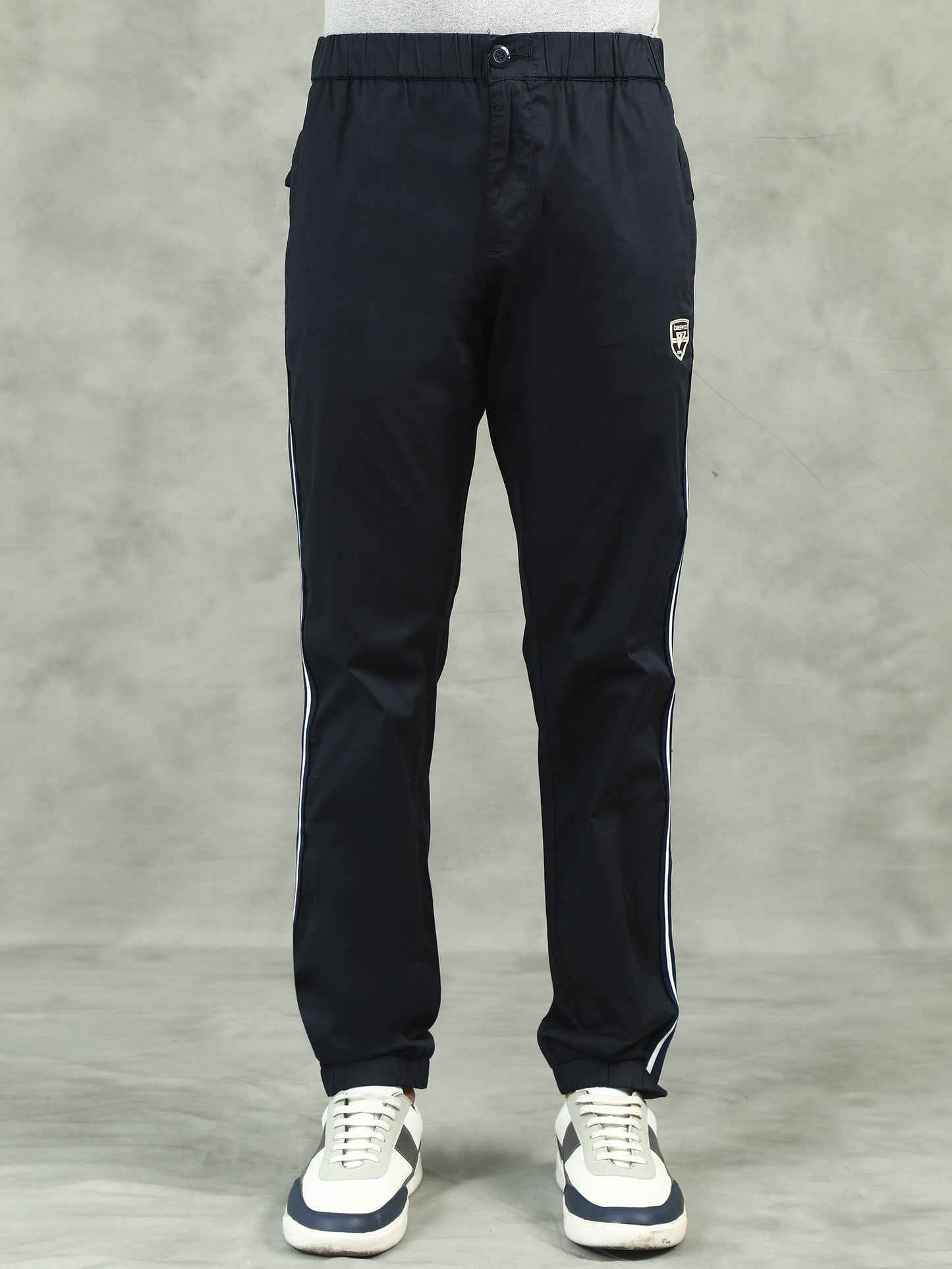 Navy Elasticated Waist Stretchable Jogger Lounge Pants With Side Tape