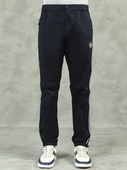 Navy Elasticated Waist Stretchable Jogger Lounge Pants With Side Tape