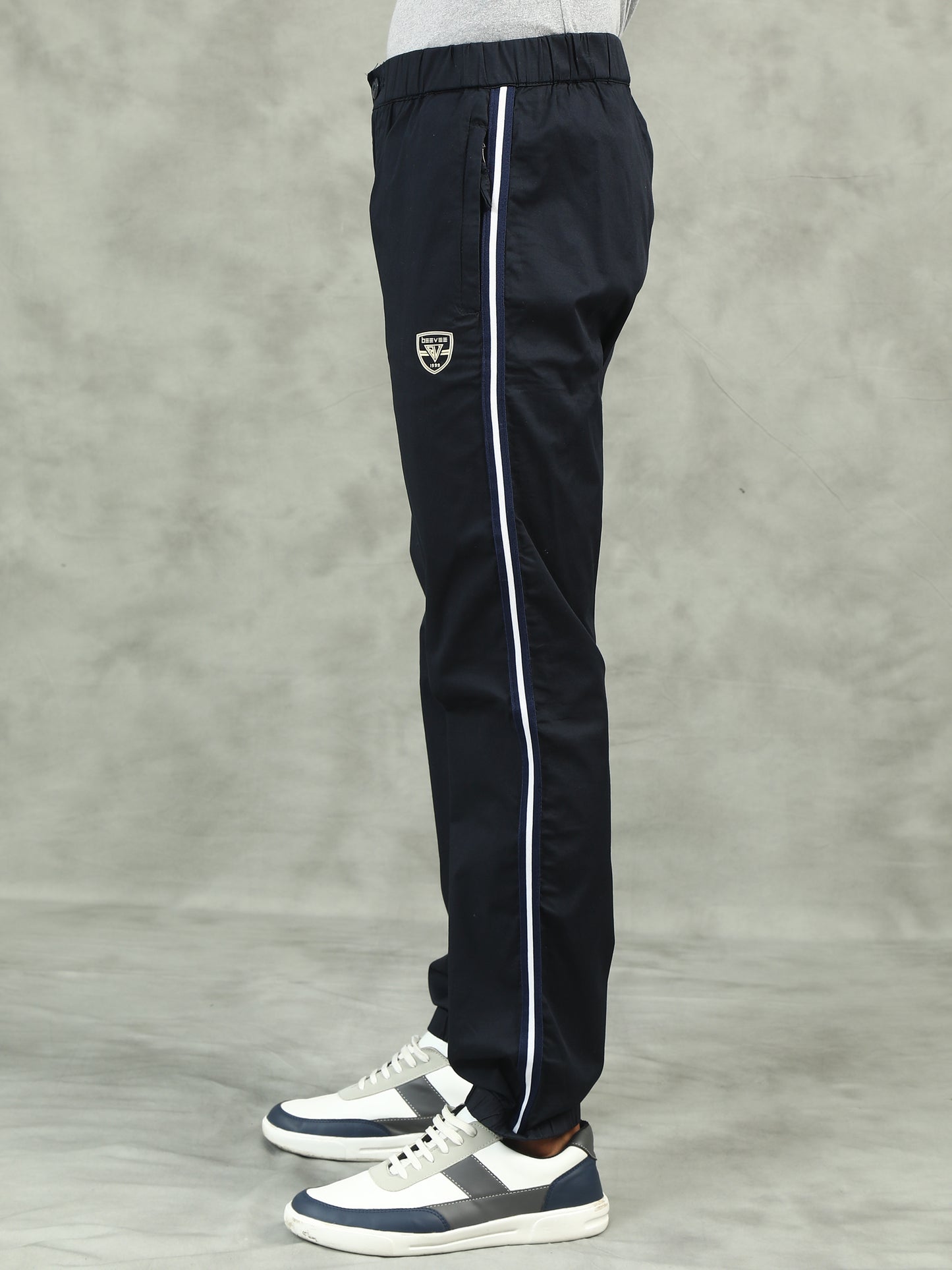Navy Elasticated Waist Stretchable Jogger Lounge Pants With Side Tape