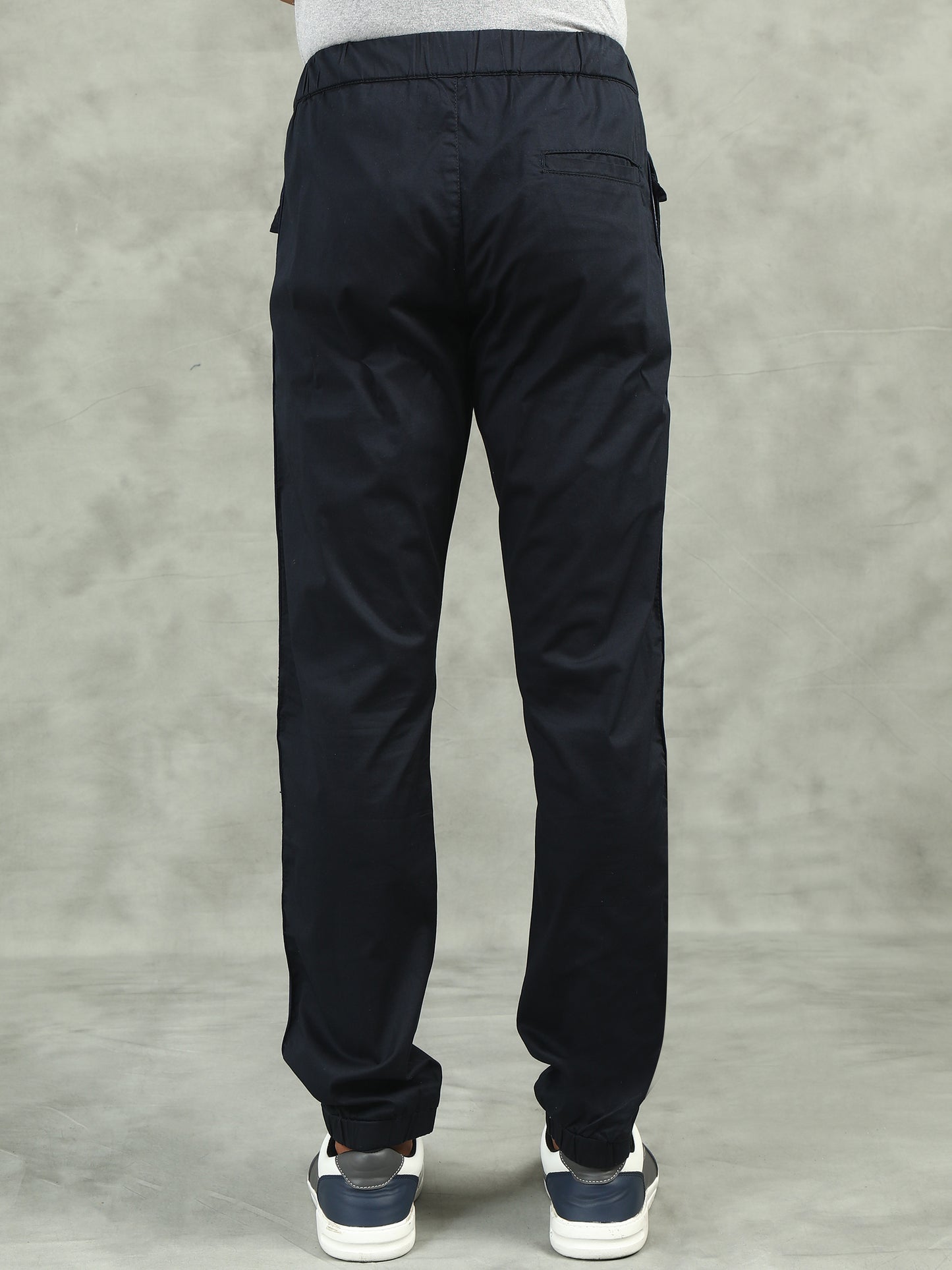 Navy Elasticated Waist Stretchable Jogger Lounge Pants With Side Tape