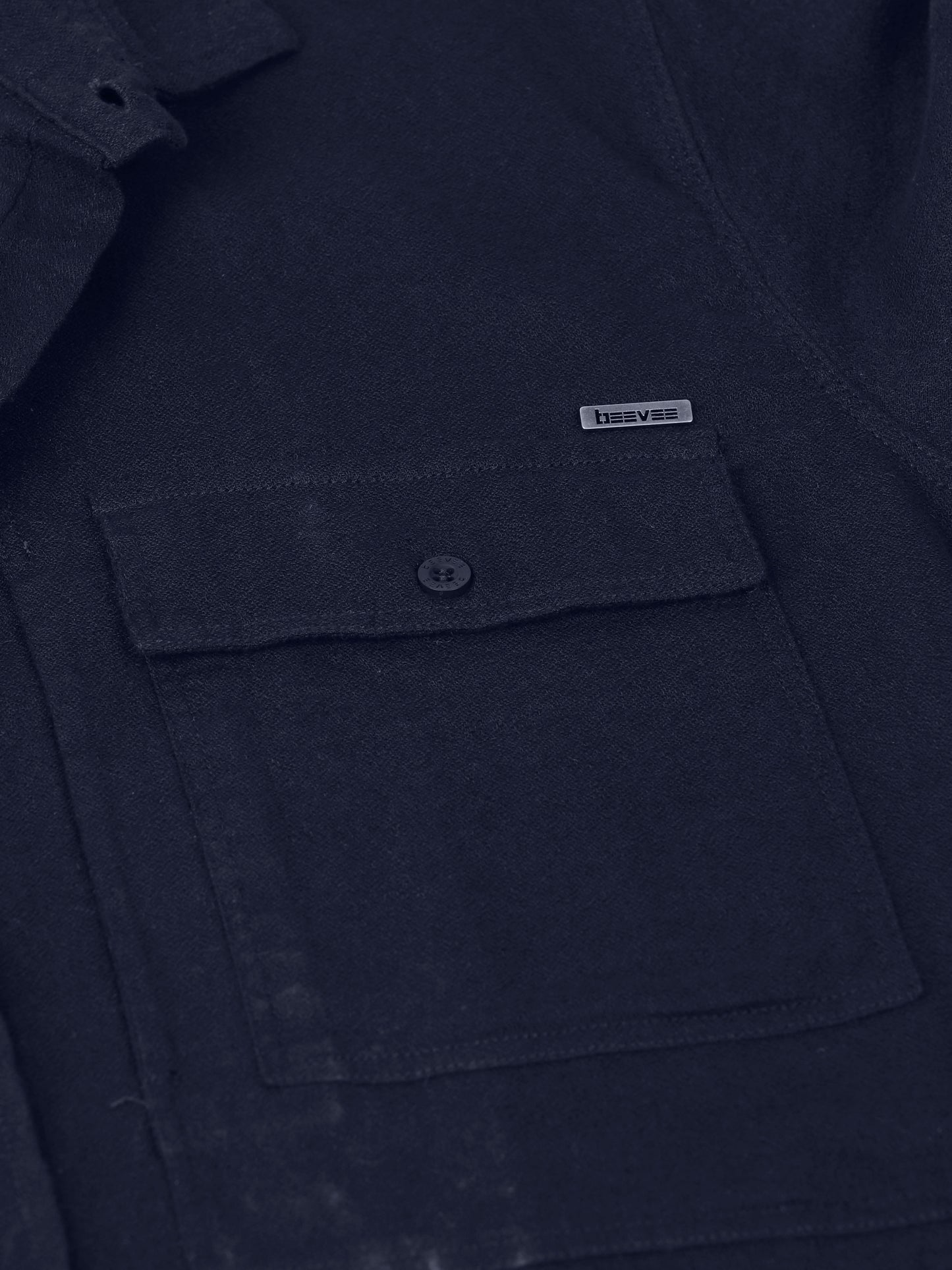 Full Sleeve Double Pocket Navy Shirt