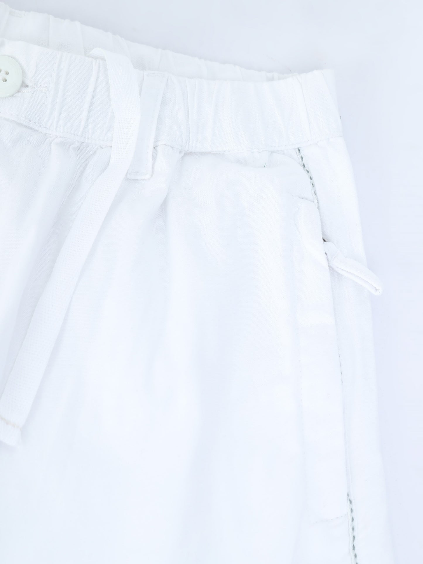 White Cotton Lycra Solid Pyjama