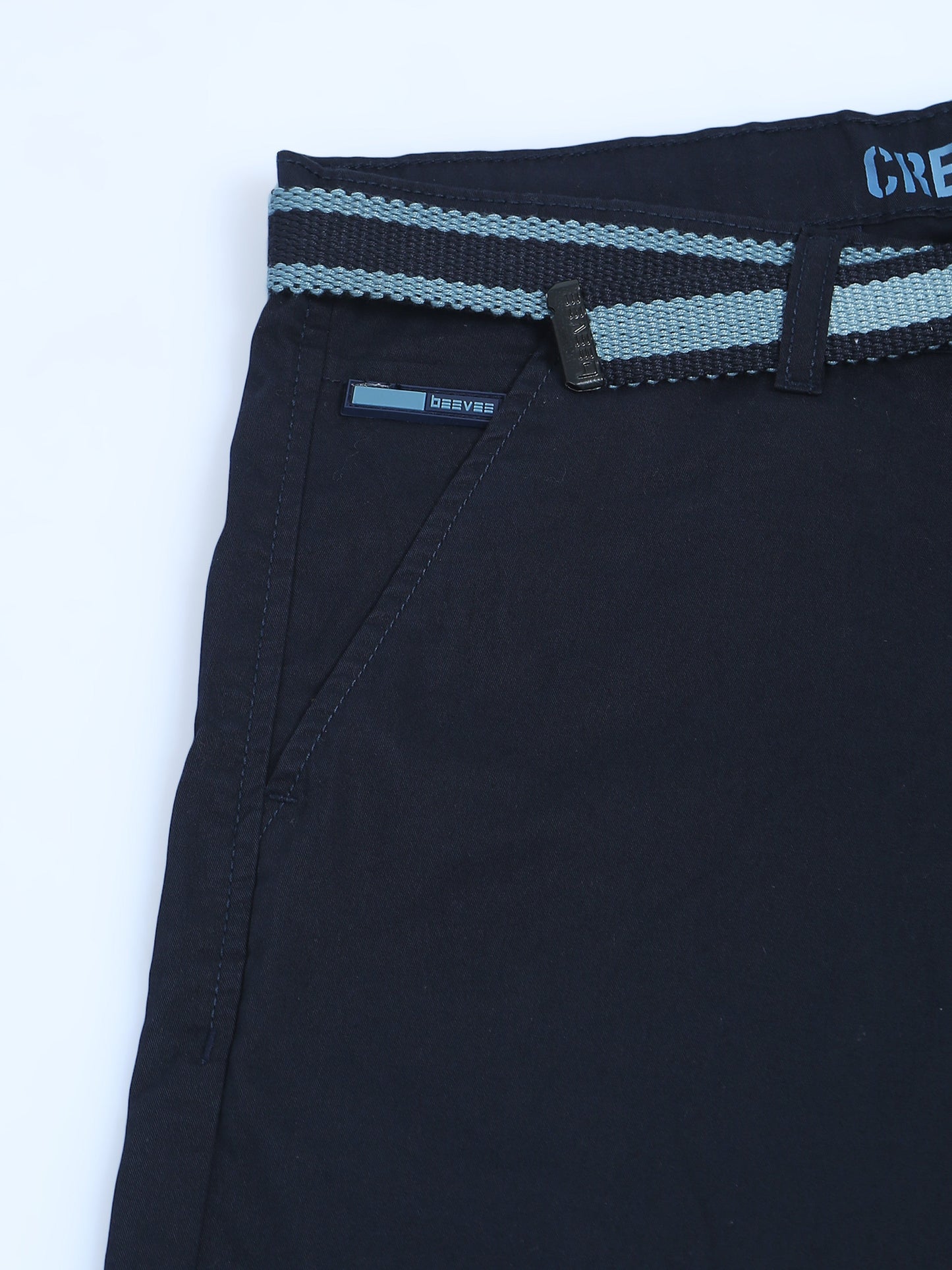 Plain Navy Shorts With Belt