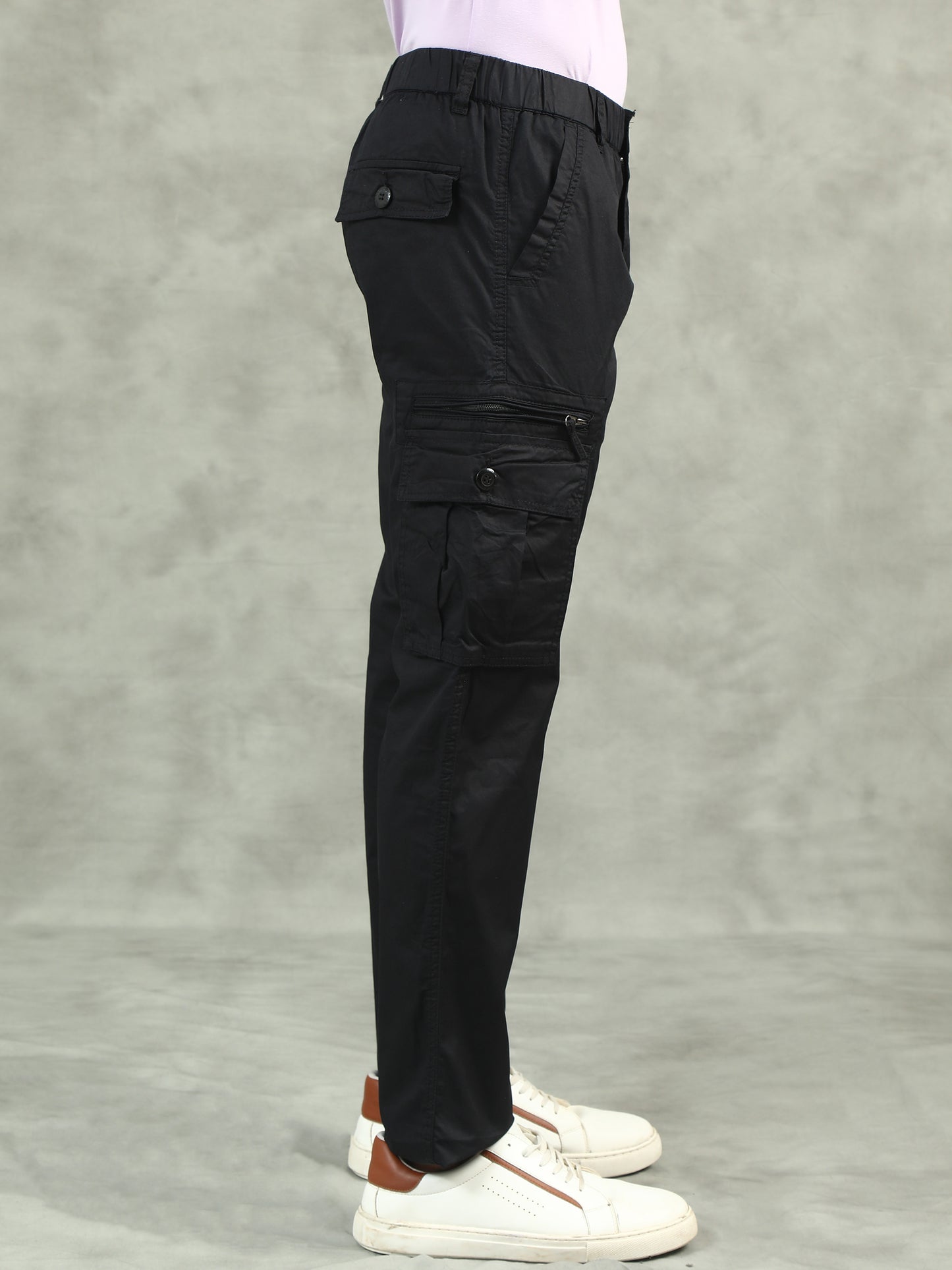 Black Elasticated Waist Cargo Lounge Pants