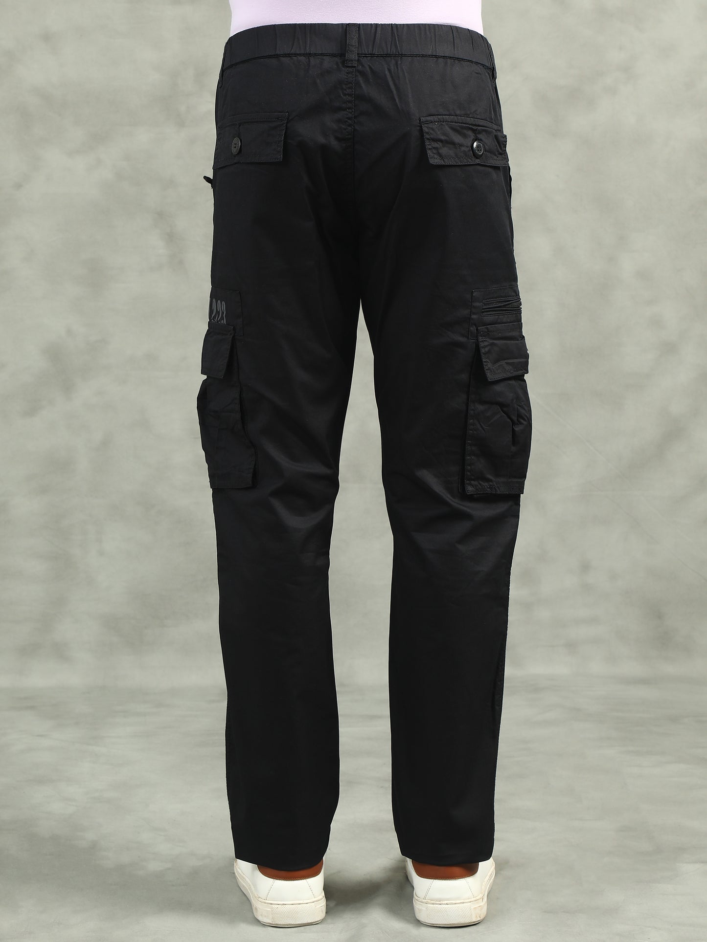 Black Elasticated Waist Cargo Lounge Pants