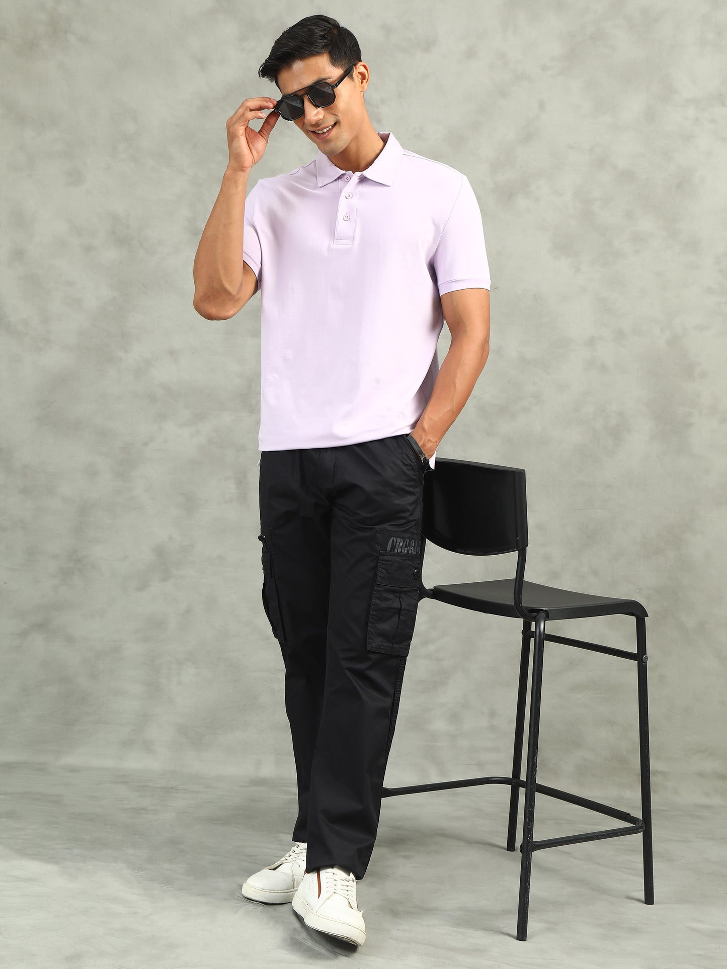 Black Elasticated Waist Cargo Lounge Pants