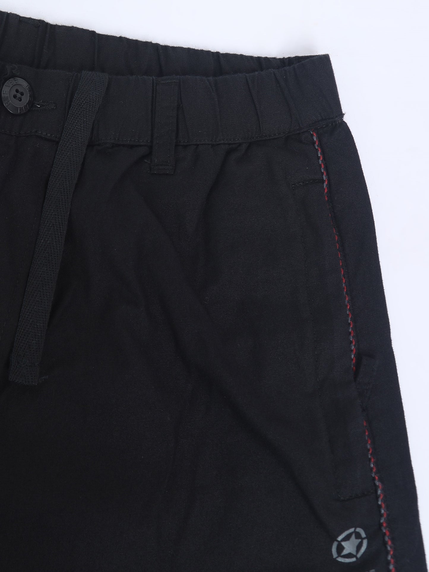 Black Cotton Lycra Solid Pyjama