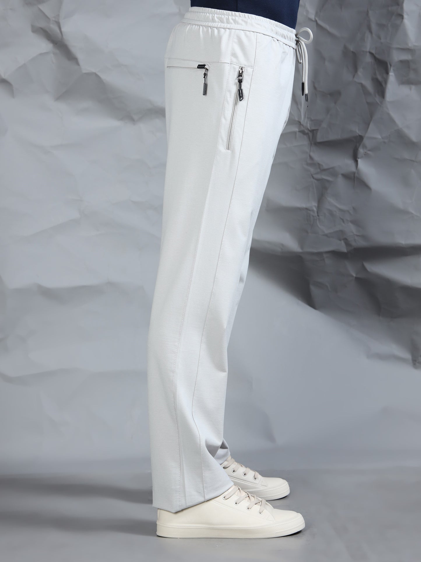 Light Grey Blend Knitted Stretchable Track Pant