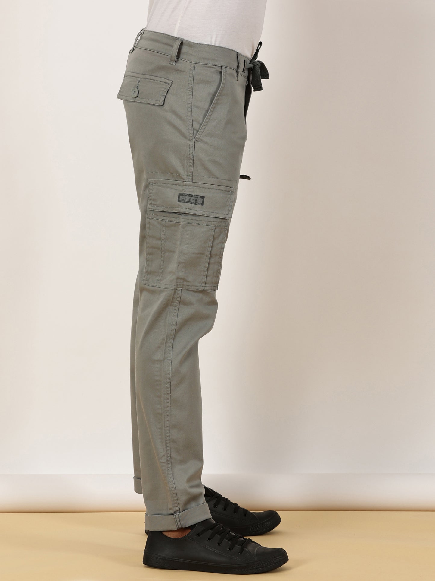 Zip Pocket Stretchable Dark Grey Cargo