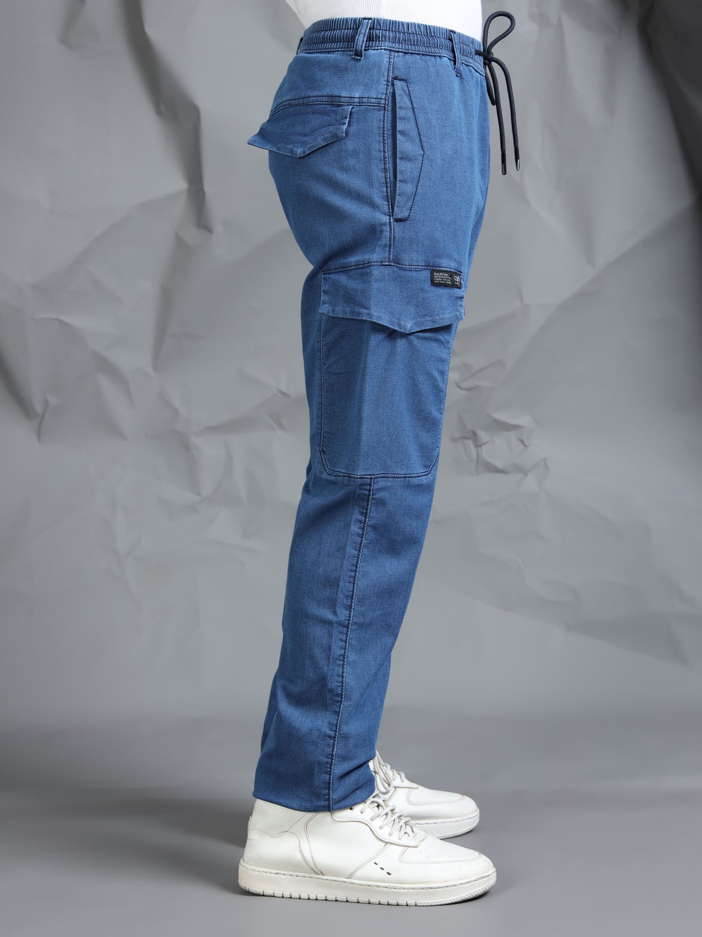 Cotton Lycra Stone  Cargo Pant with 7 Pockets  Elasticated Waistband