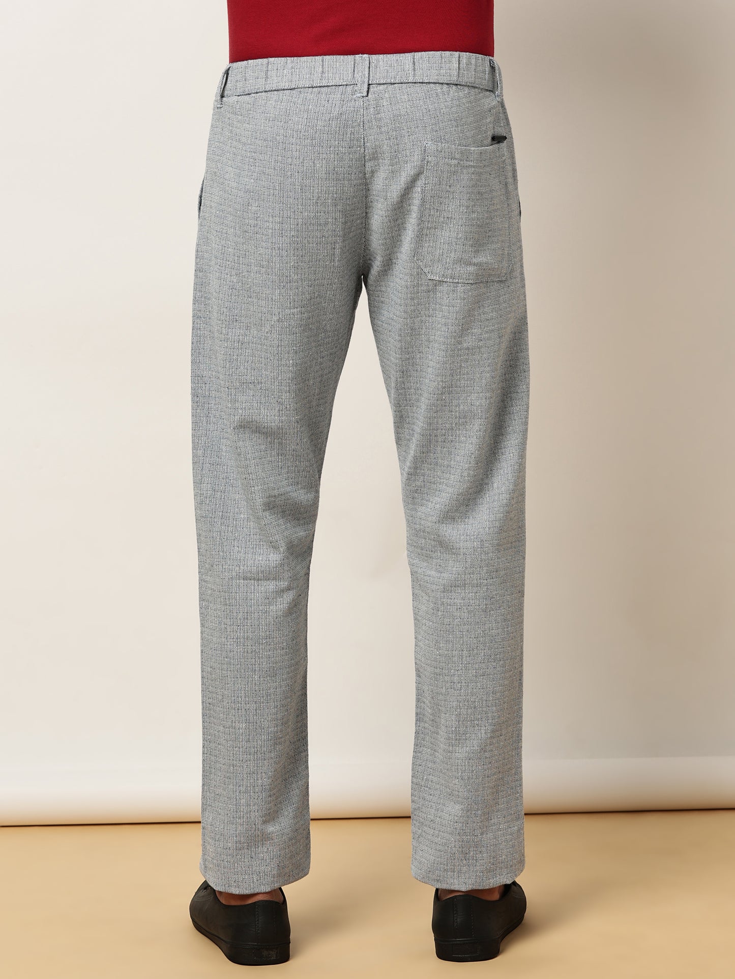 Yarn Dyed Elasticated  Waist Zip Pocket Blue Lounge Pants