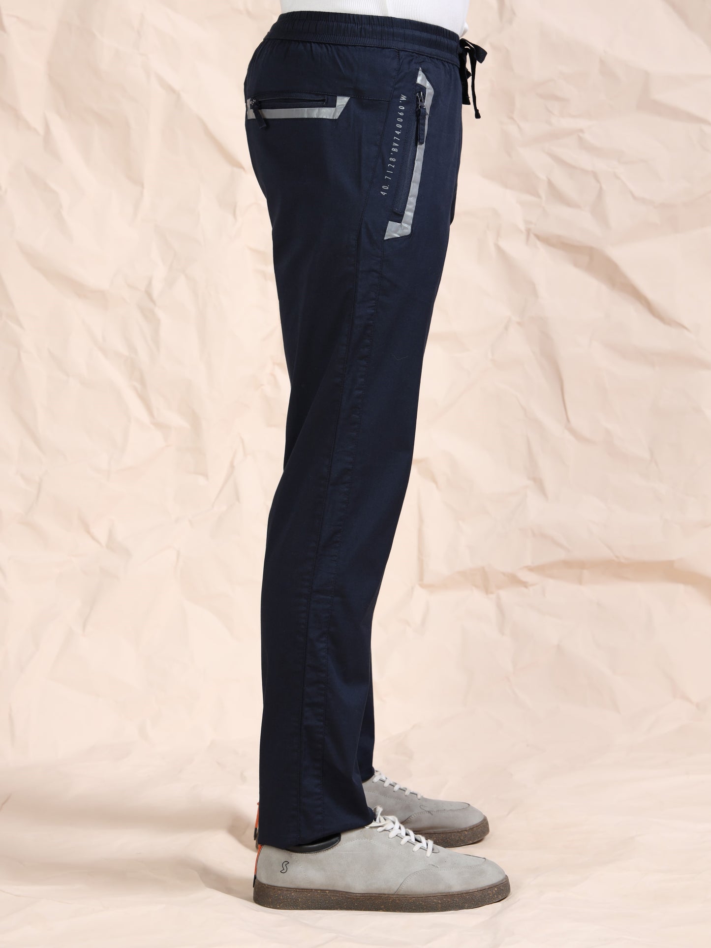 Navy Regular Fit Cotton Lycra Solid Pyjama
