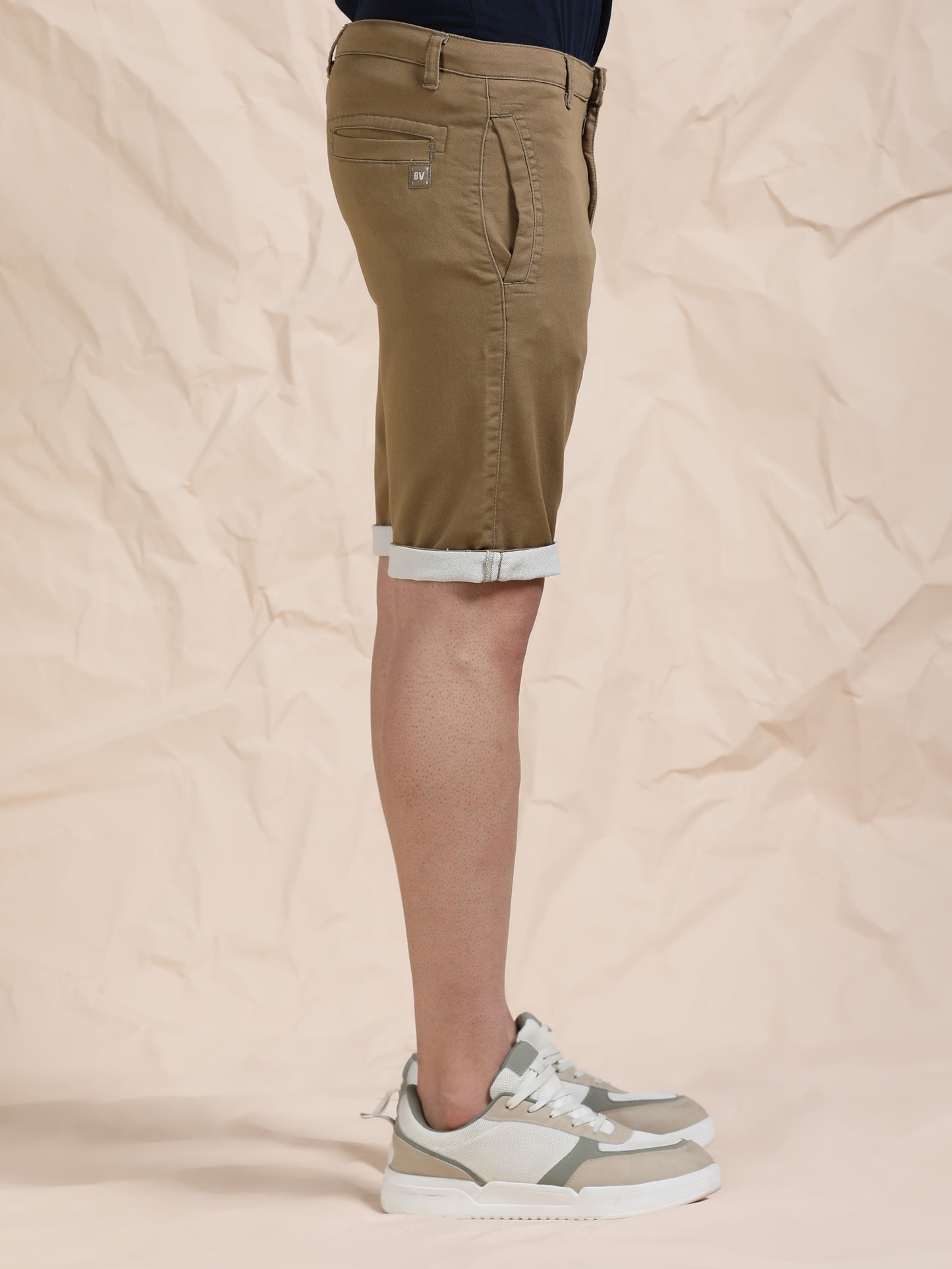 Cotton Lycra Light Brown Shorts