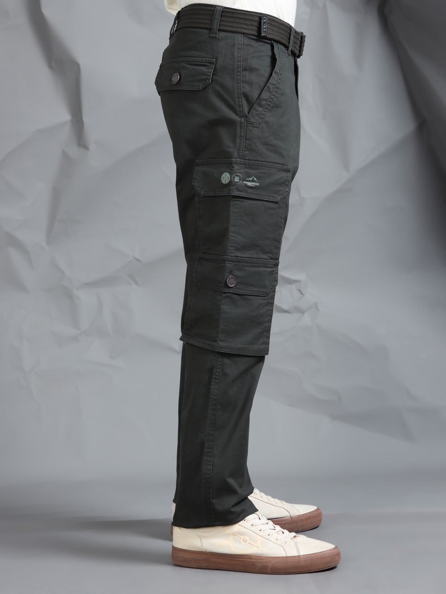 Cotton Lycra Olive  Cargo Pant with 8 Pockets
