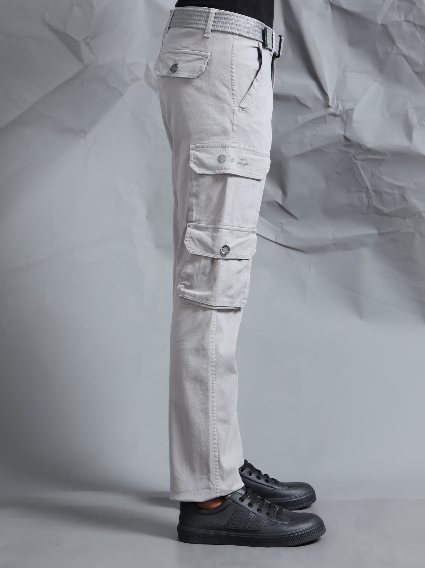 Cotton Lycra Light Grey  Cargo Pant with 8 Pockets