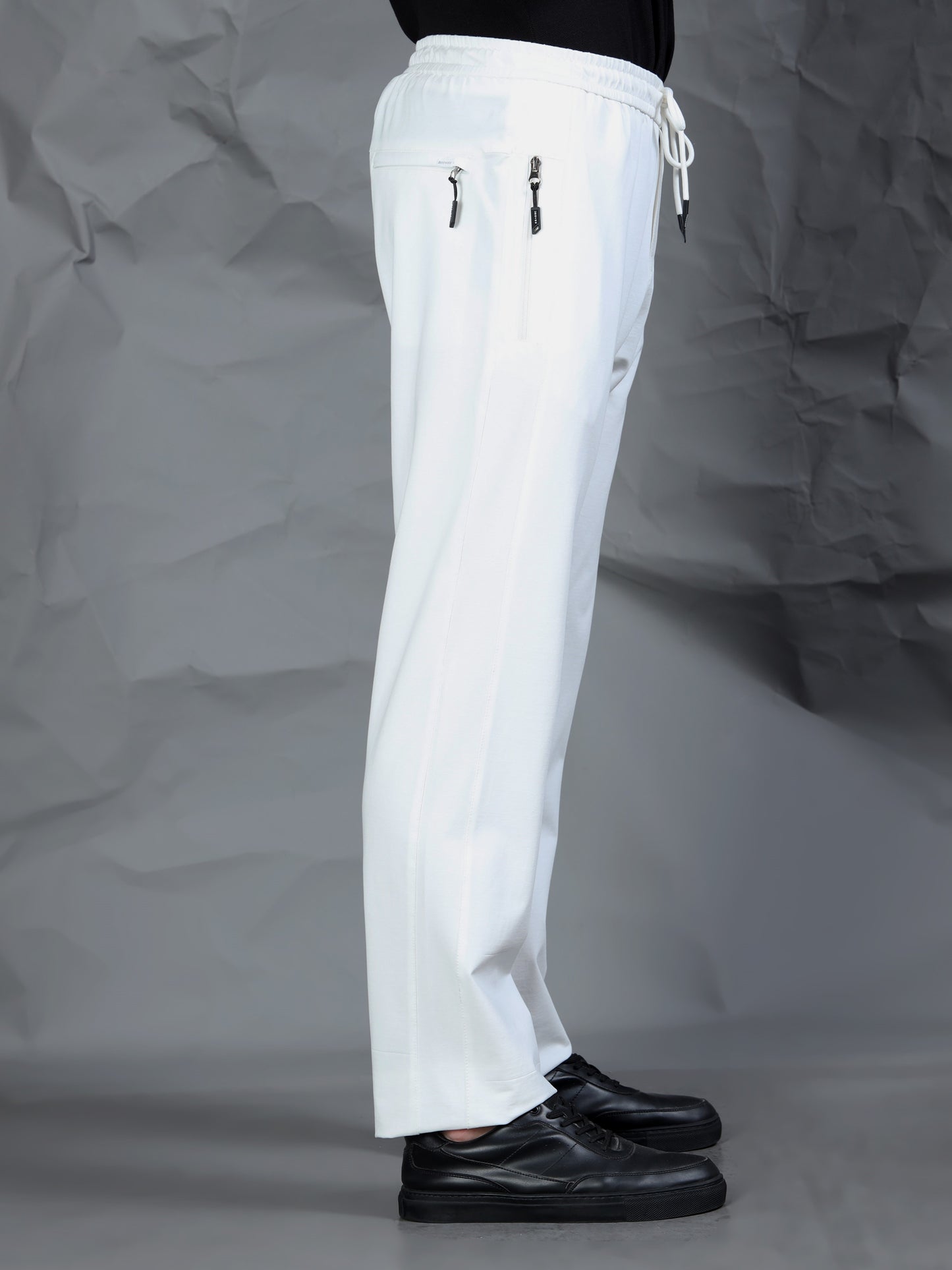 White Blend Knitted Stretchable Track Pant