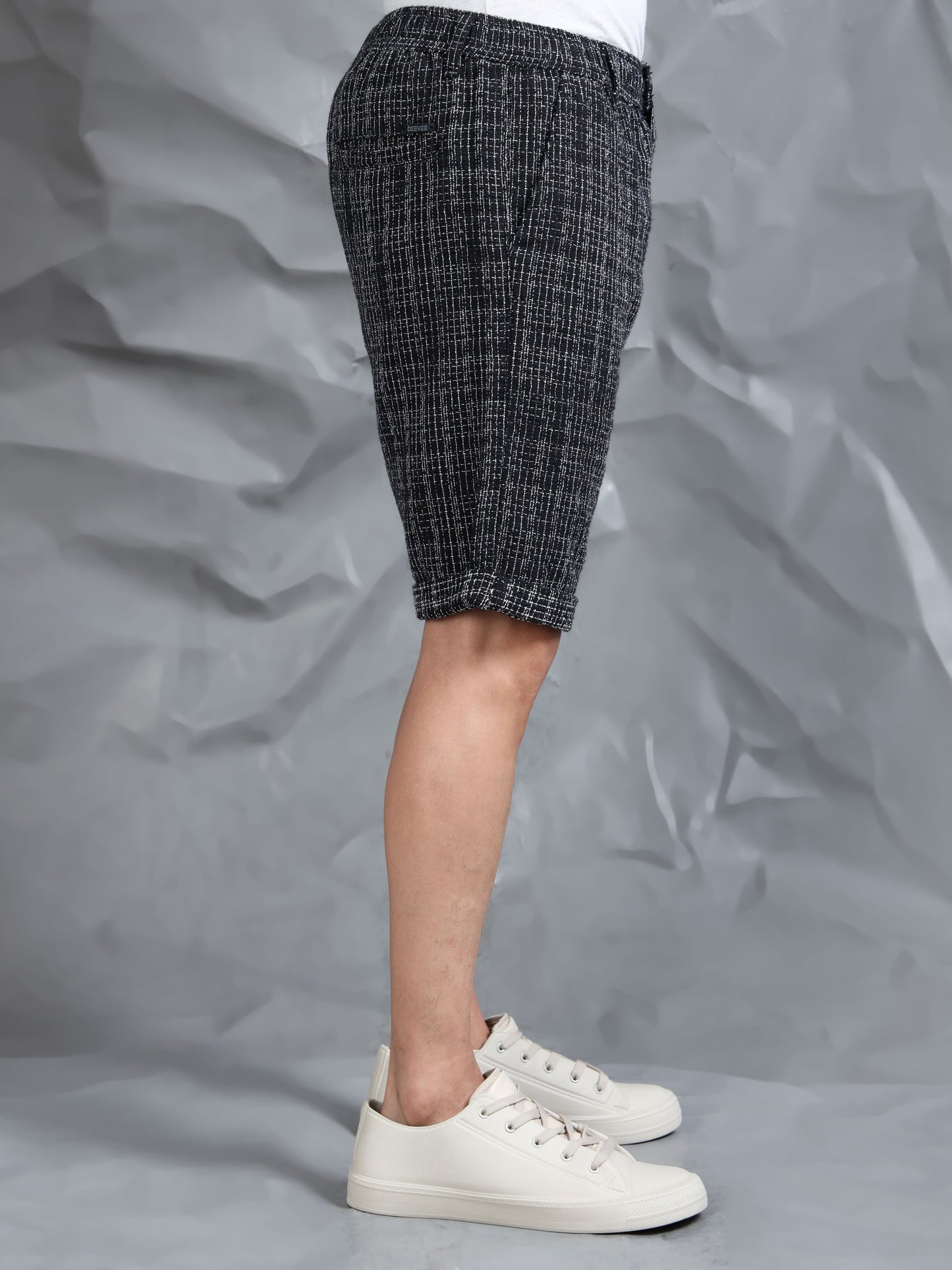 Cotton Lycra Casual Black Printed Shorts