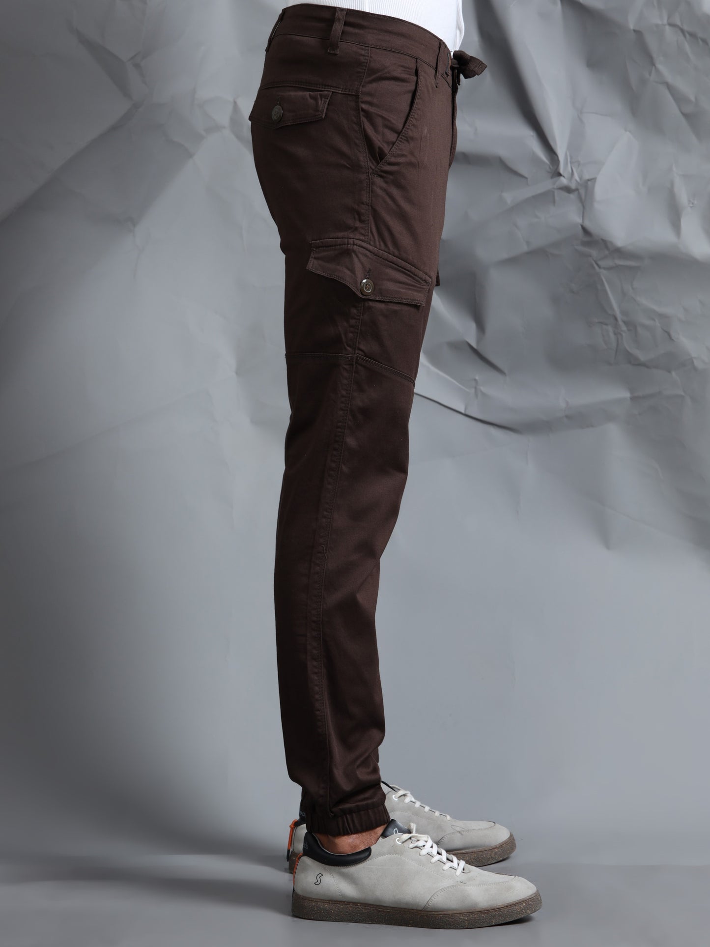 Cotton Lycra Coffee   Cargo Pants with 7 Pockets
