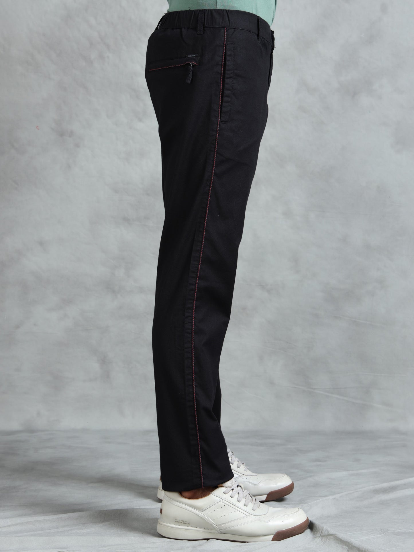 Black Cotton Lycra Solid Pyjama