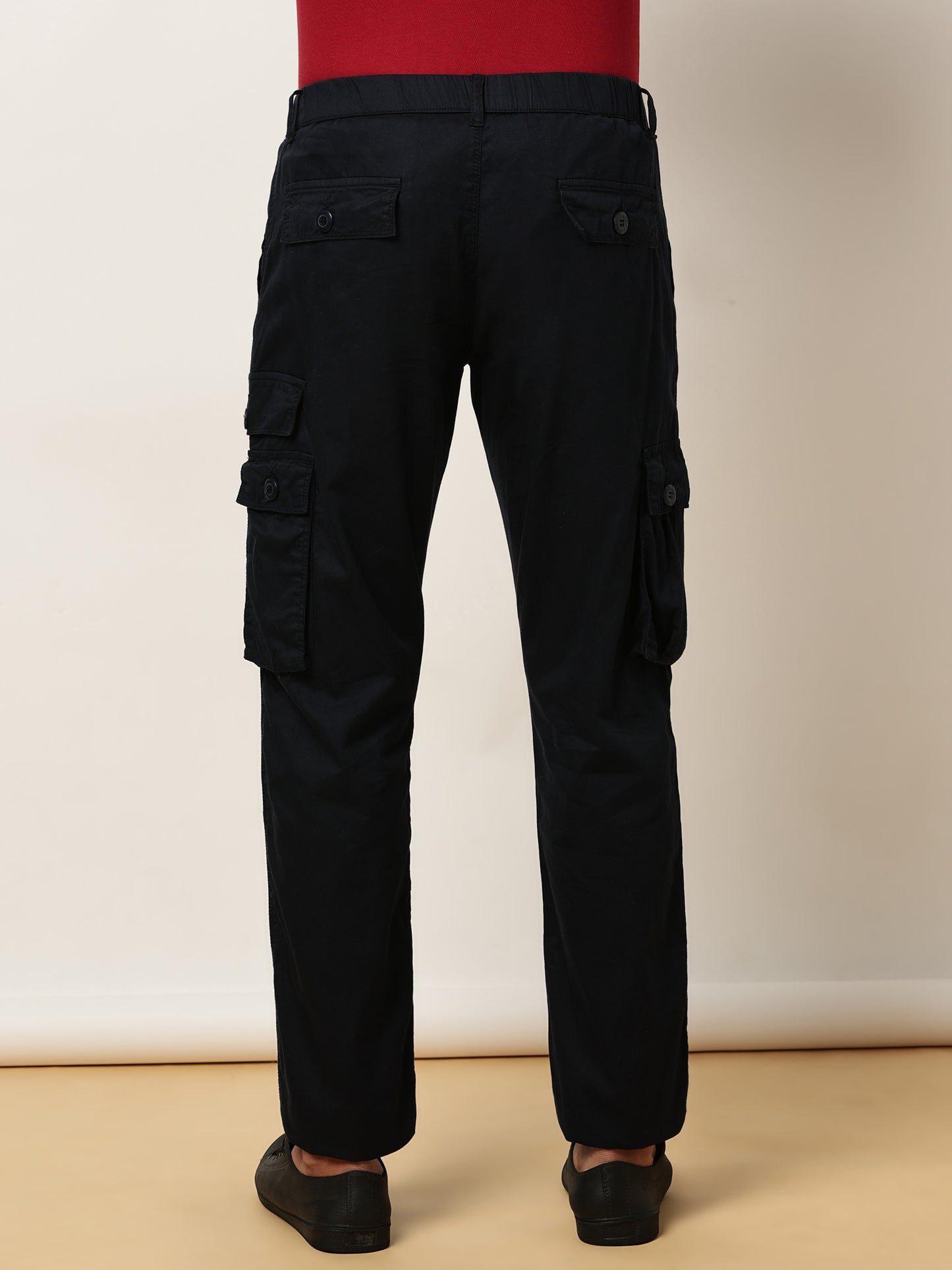 Elasticated Waist Multi Pocket Cargo Navy Lounge Pants