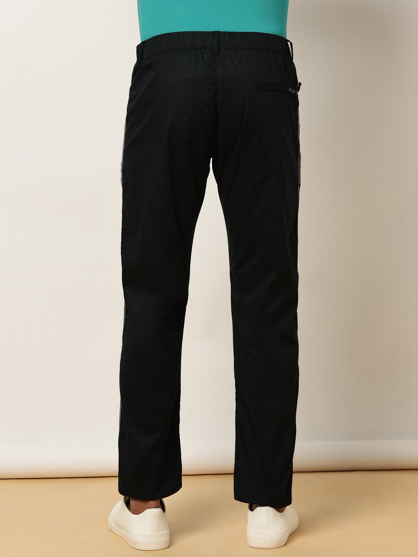 Elasticated Waist Zip Pocket Stretchable Navy Lounge Pants with Side Tape