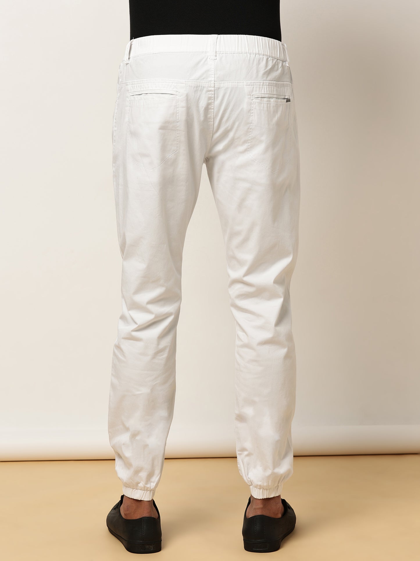 White Elasticated Waist Stretchable Jogger Lounge Pants