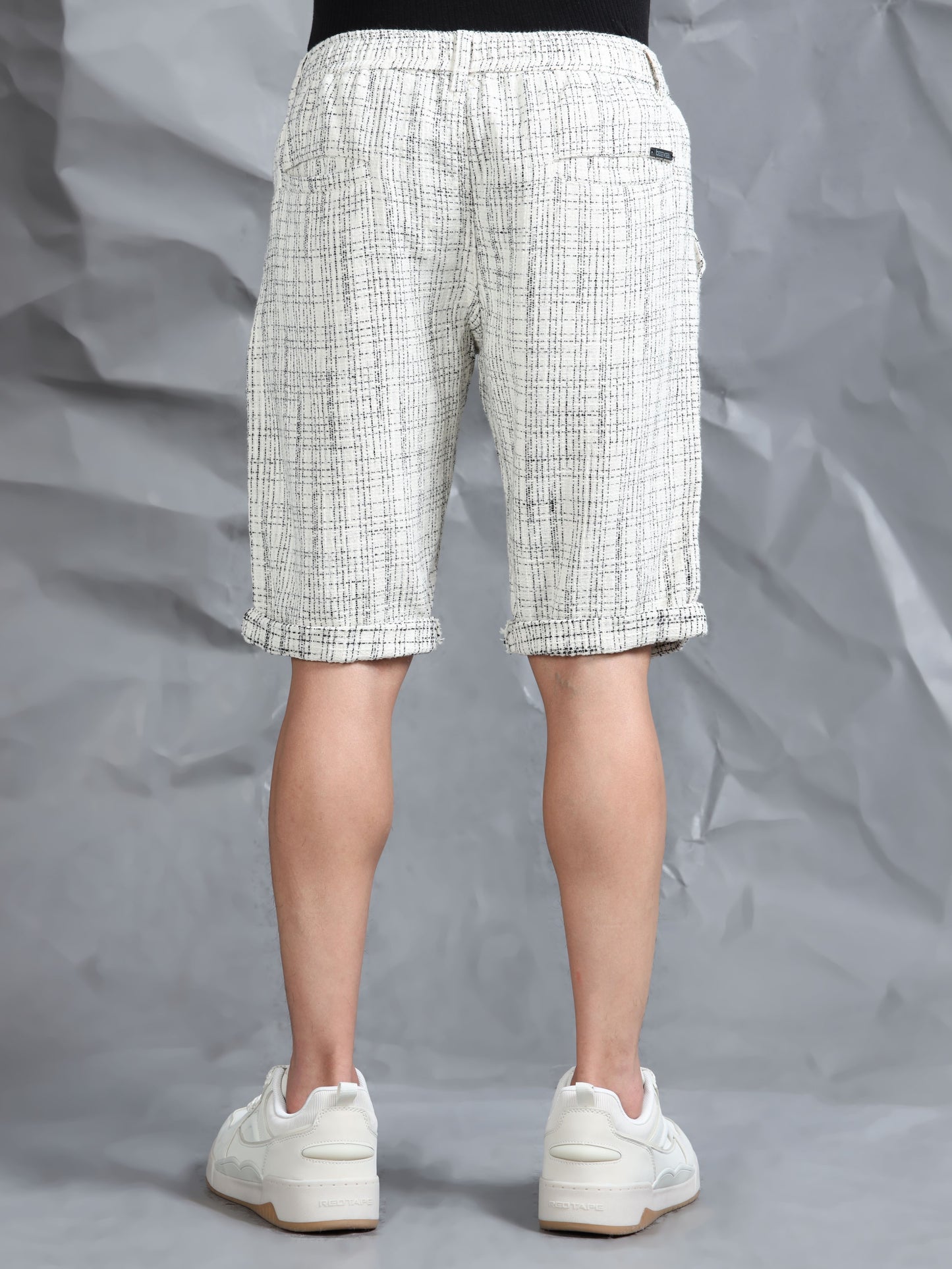 Cotton Lycra Casual Cream Printed Shorts