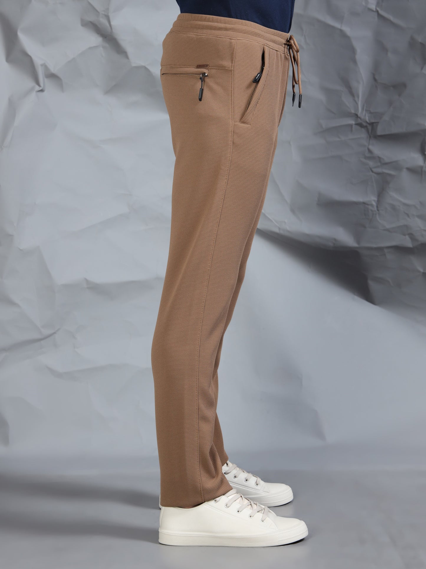 Waffle Structured Brown Track Pant