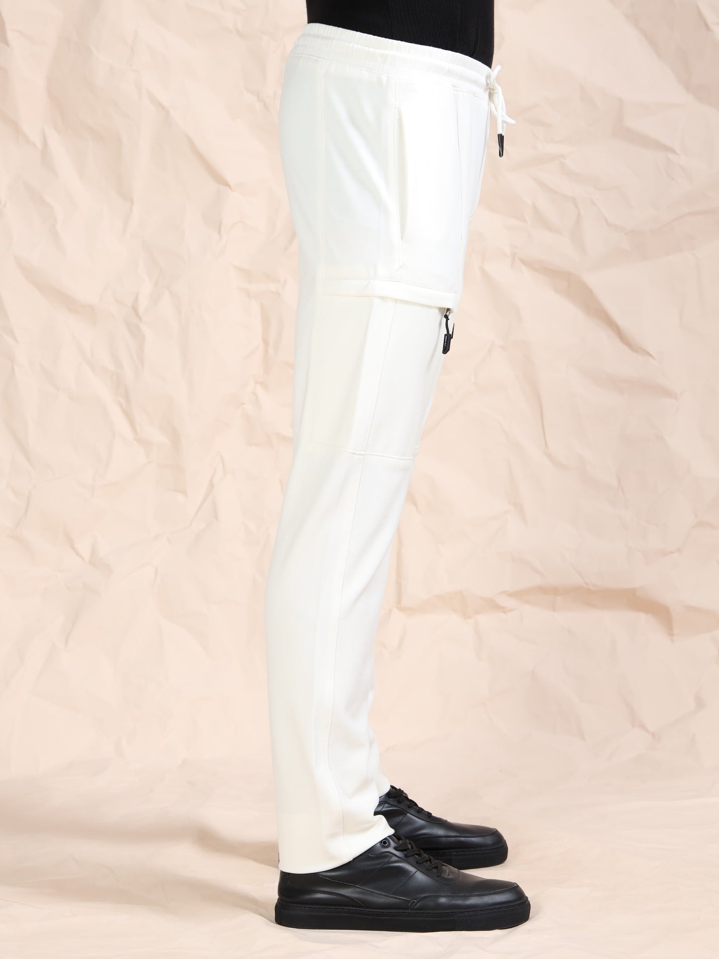 Stretchable Light White Track Pant