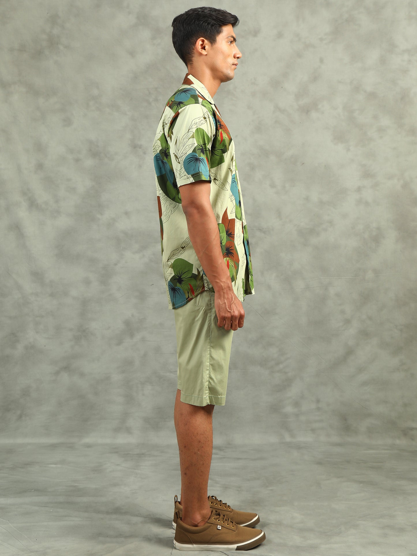 Light Pista Regular Fit Leaf Print Co-ord Sets