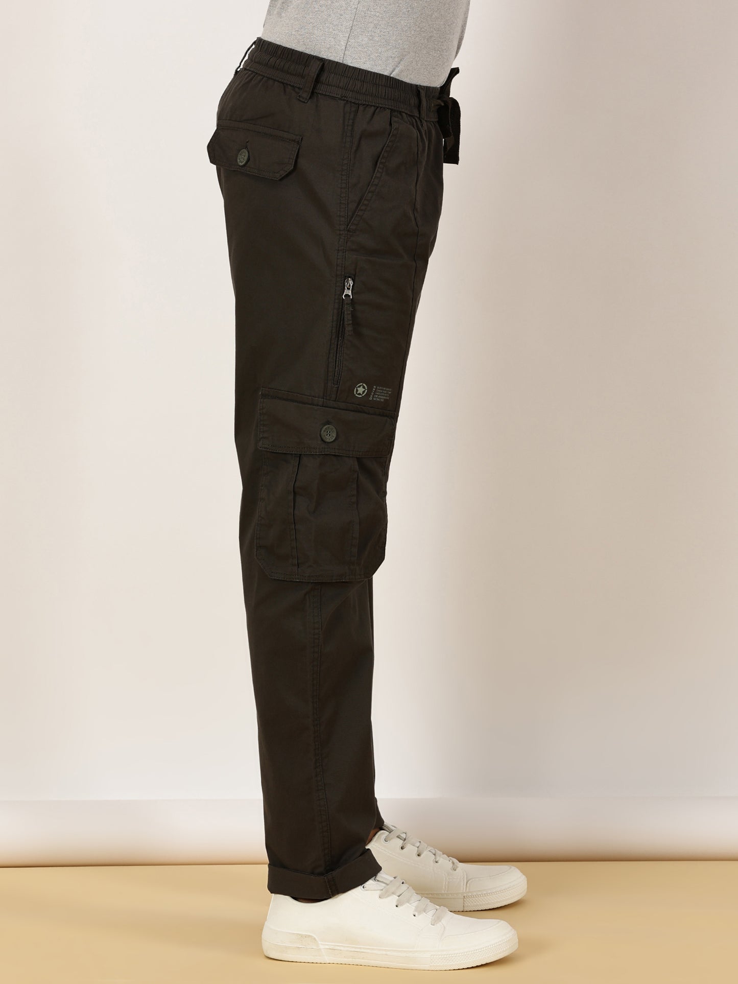 Multi Pocket Stretchable Olive Cargo