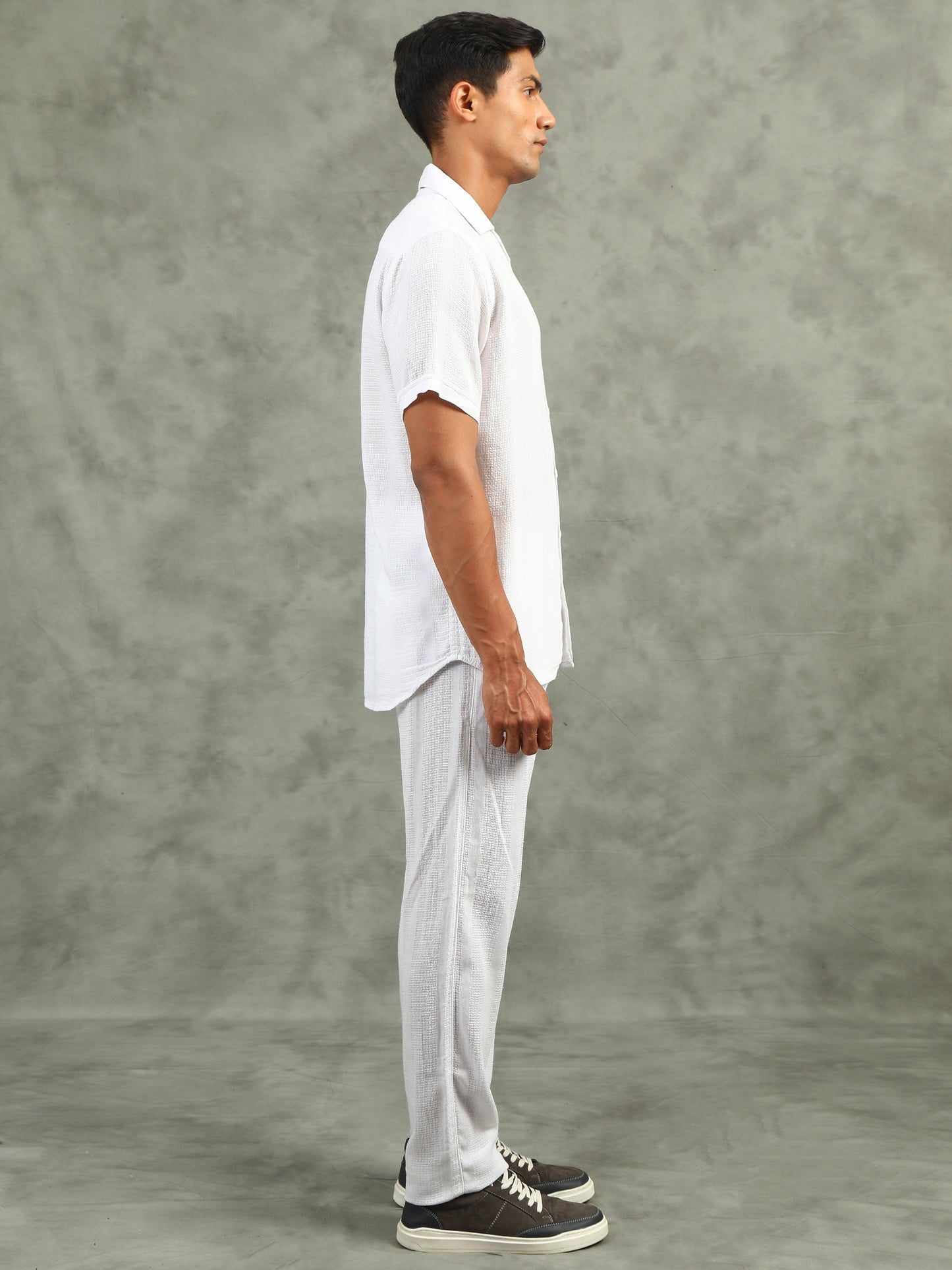 White Regular Fit Full-Length Casual Co-ord Set