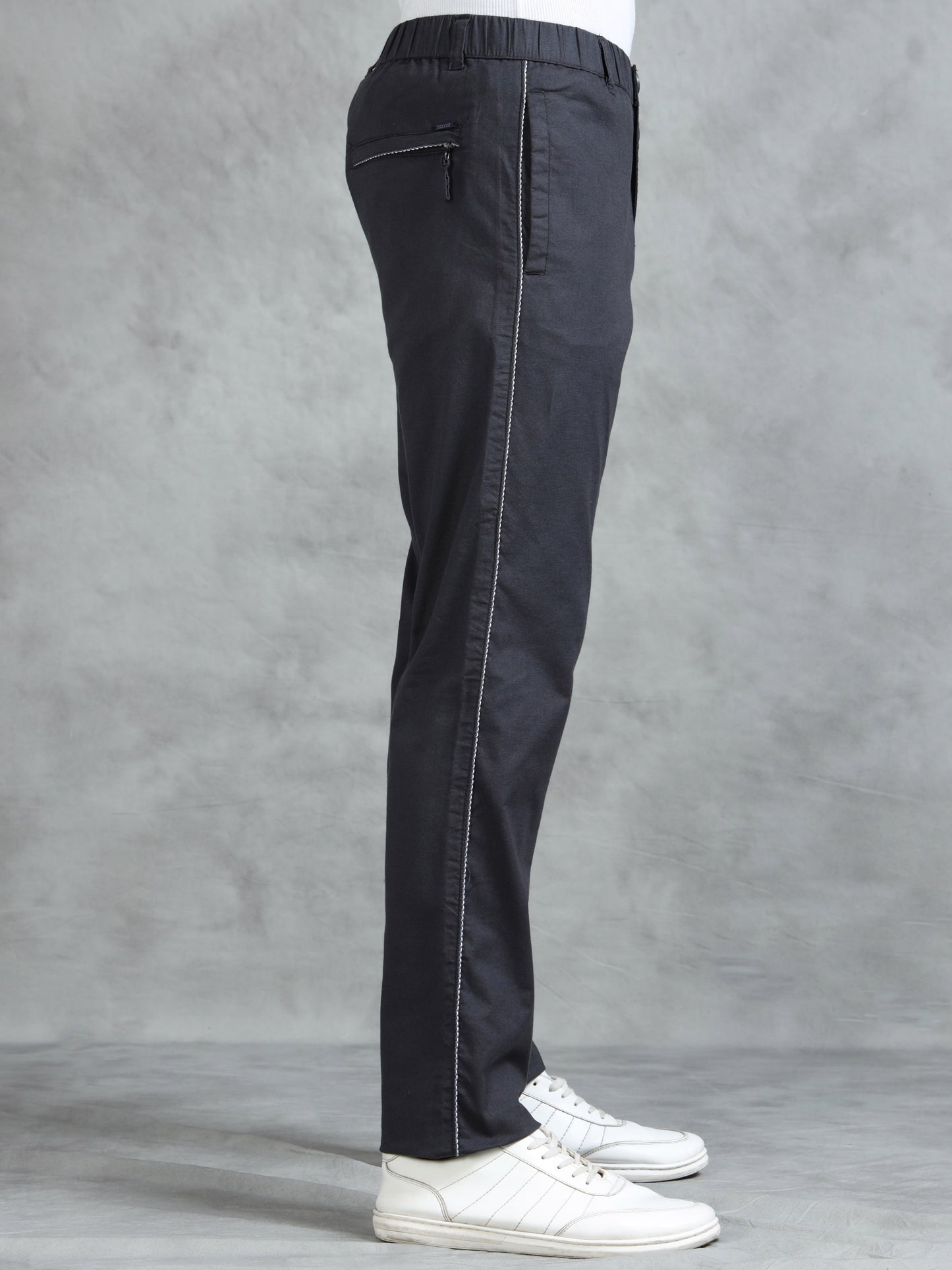 Grey Cotton Lycra Solid Pyjama