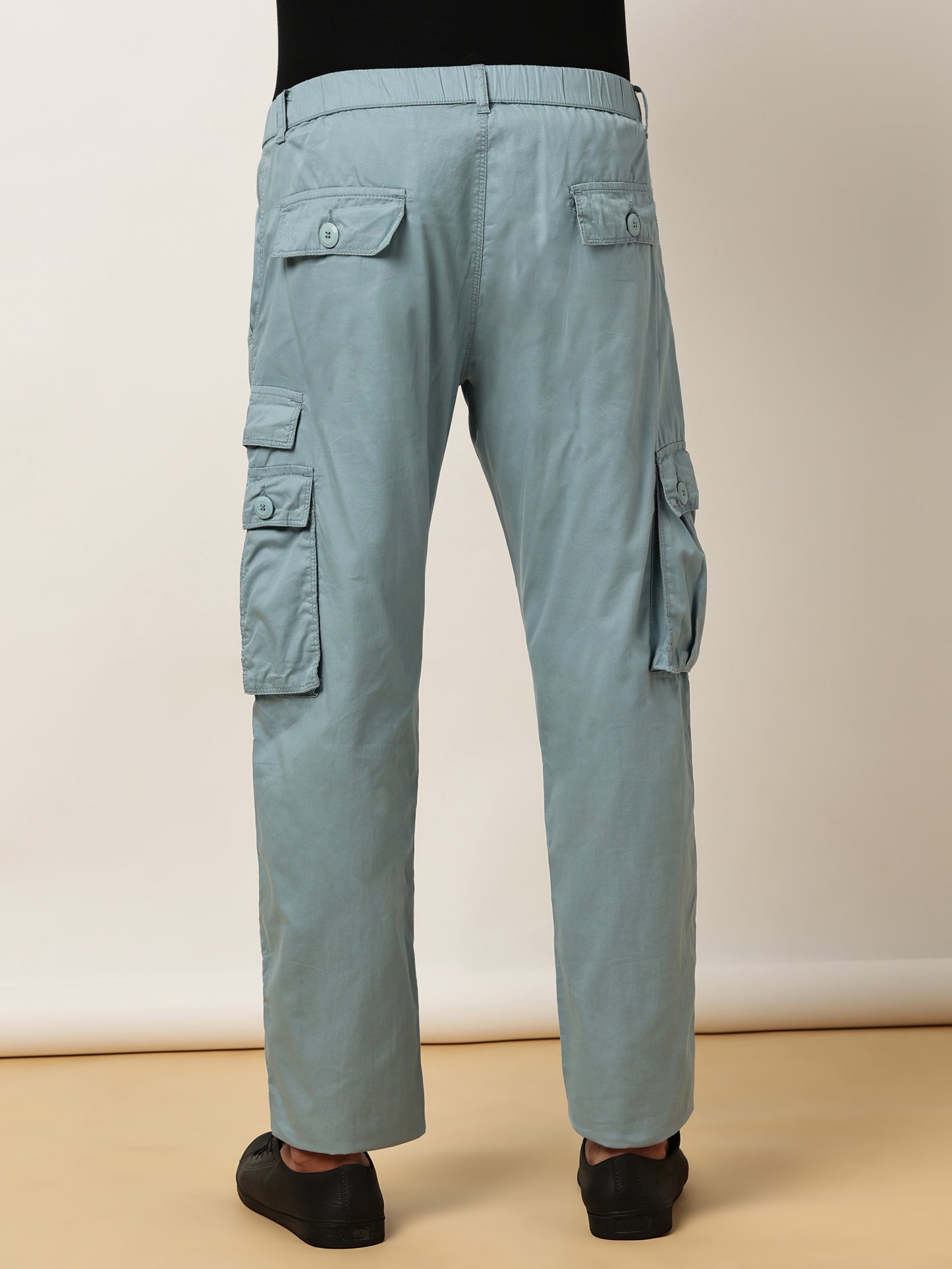 Elasticated Waist Multi Pocket Cargo Sky Lounge Pants