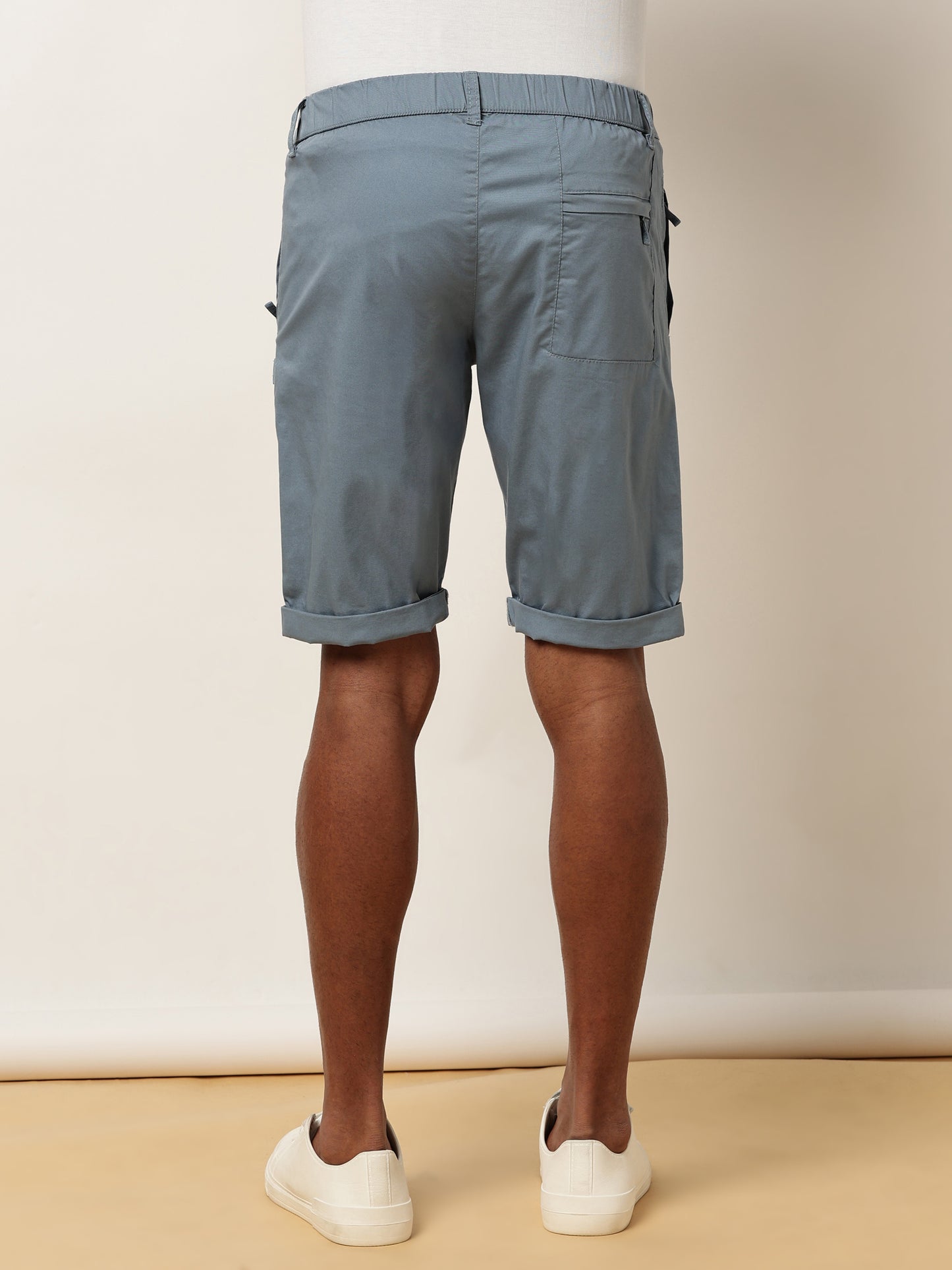 Zip Pocket Elasticated Stretchable Blue Shorts