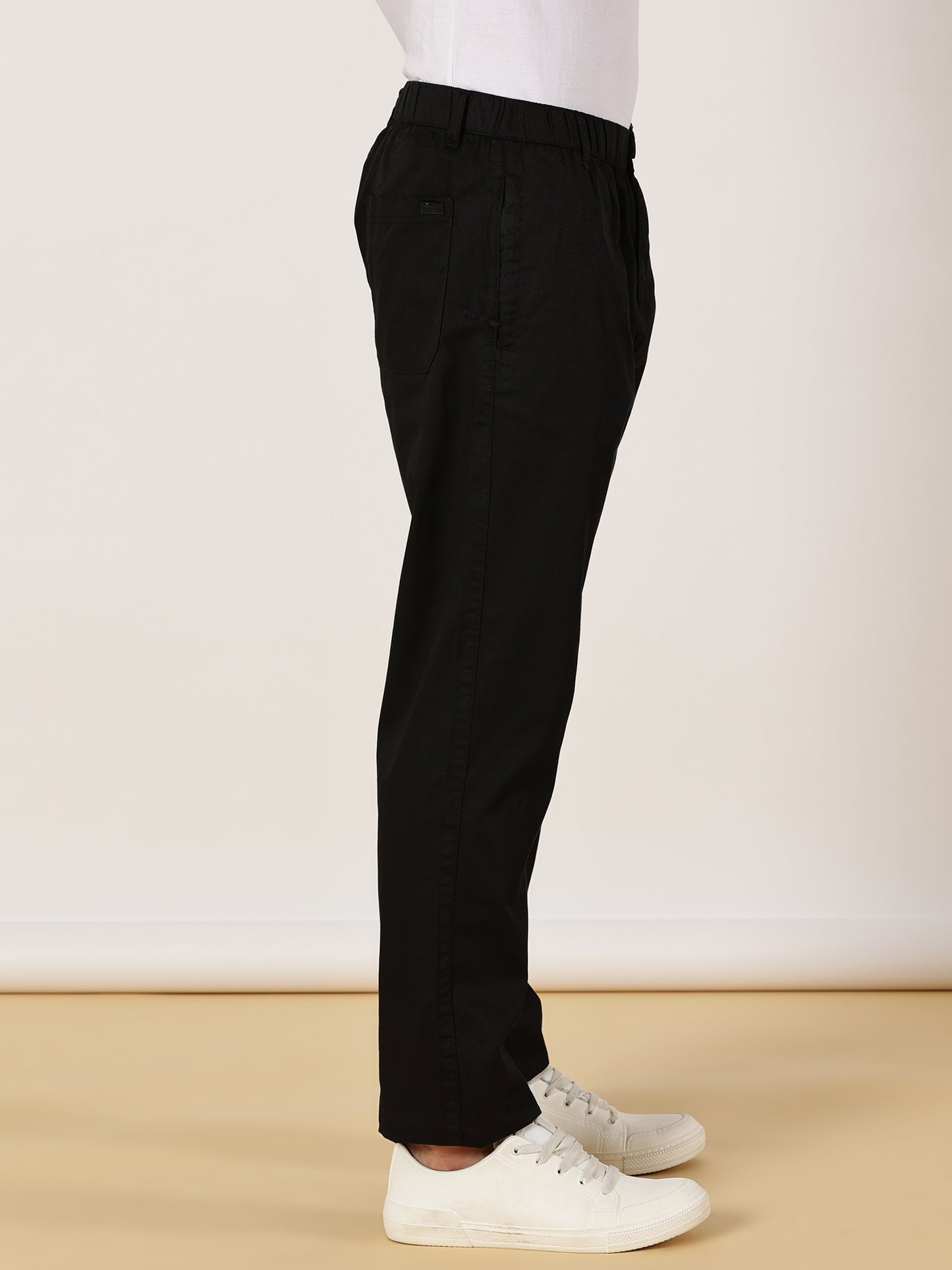 Light Weight Elasticated Waist Zip Pocket Black Lounge Pants