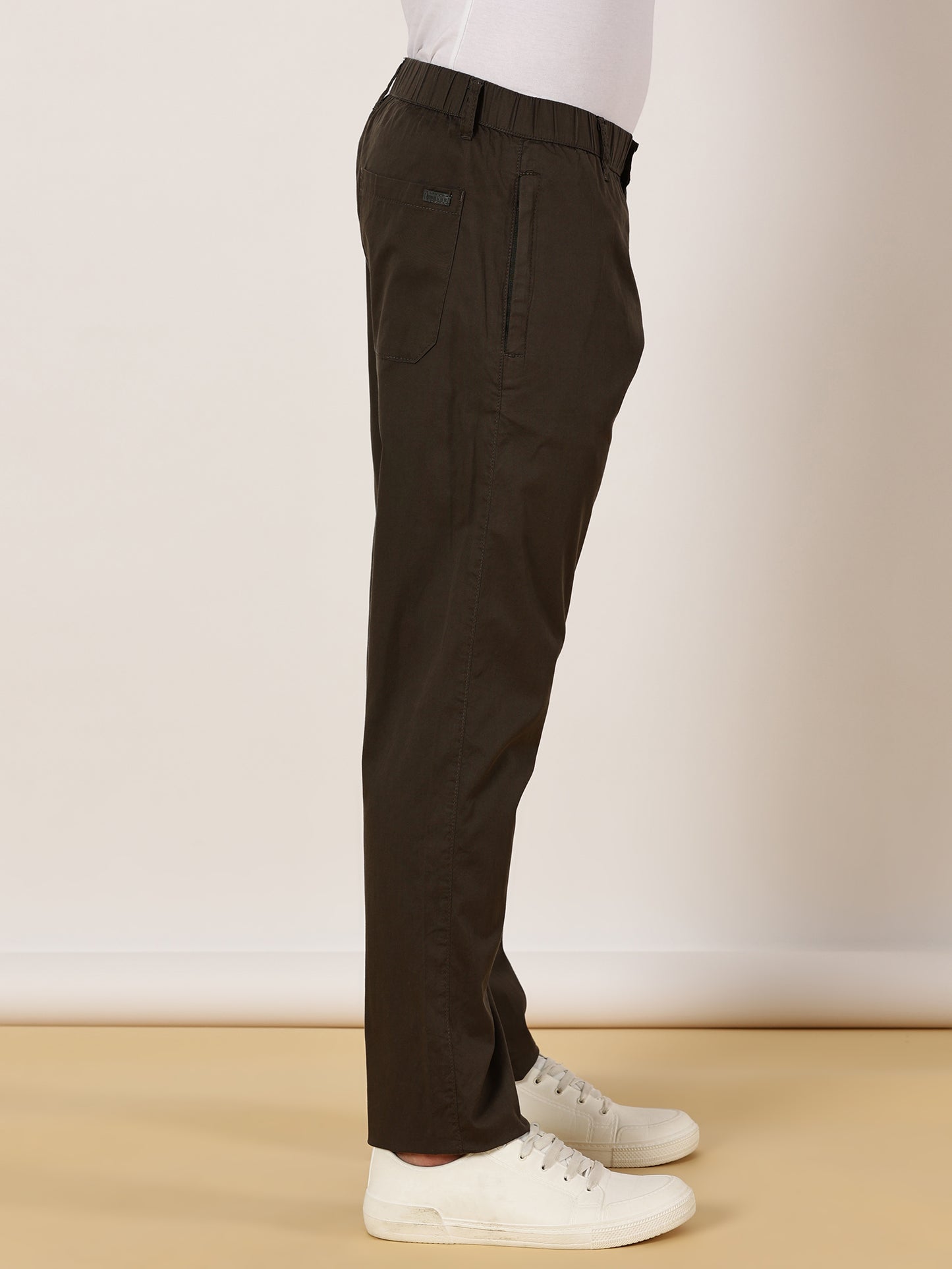 Light Weight Elasticated Waist Zip Pocket Olive Lounge Pants