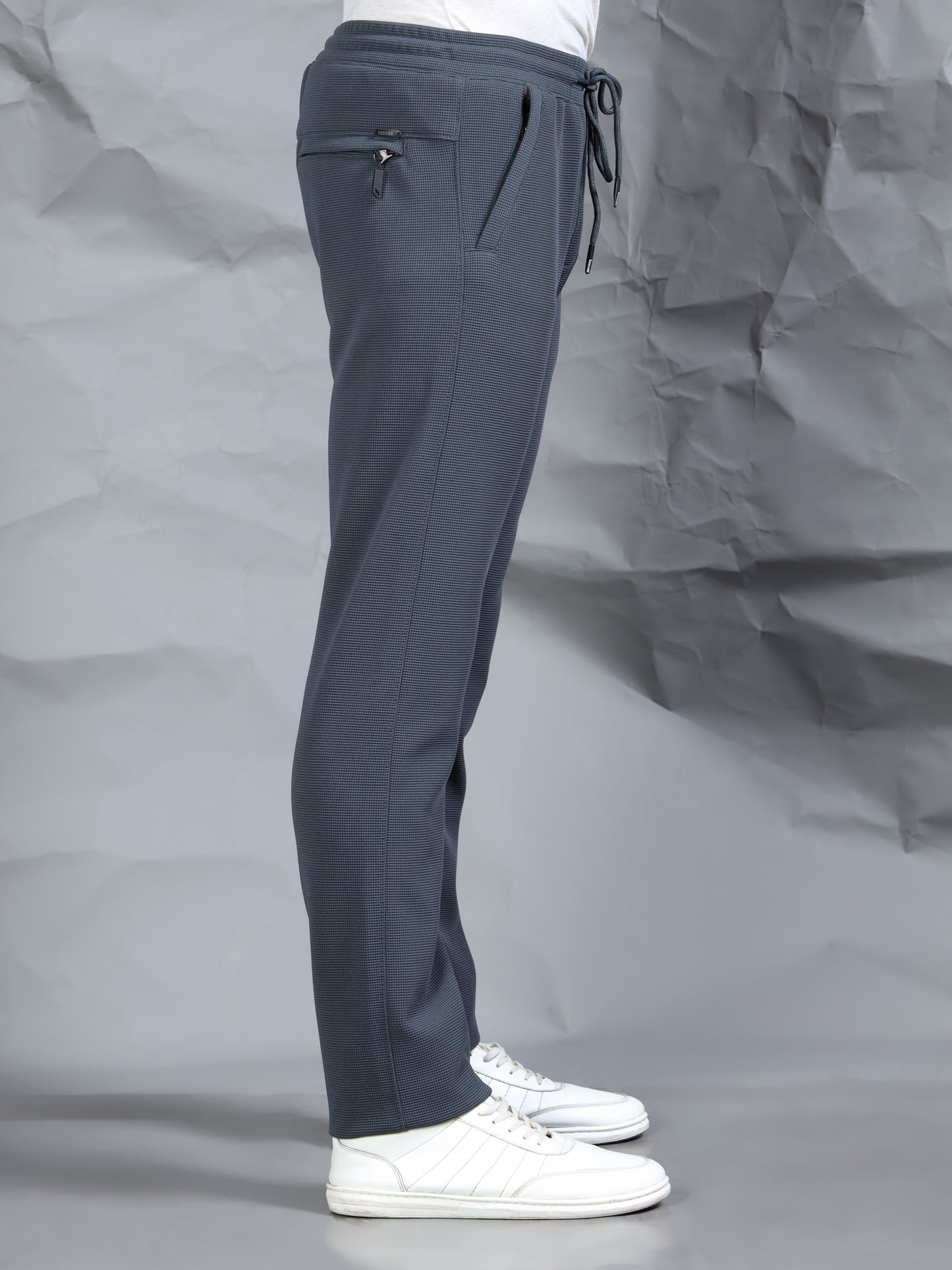 Waffle Structured Grey Track Pant