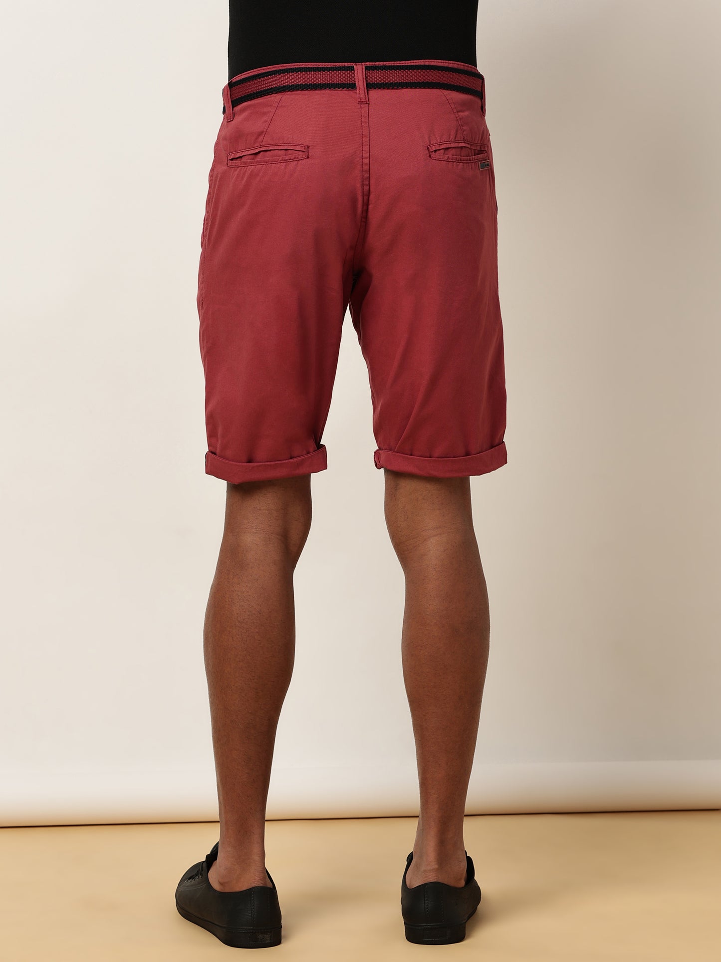 Plain Rust Shorts With Belt